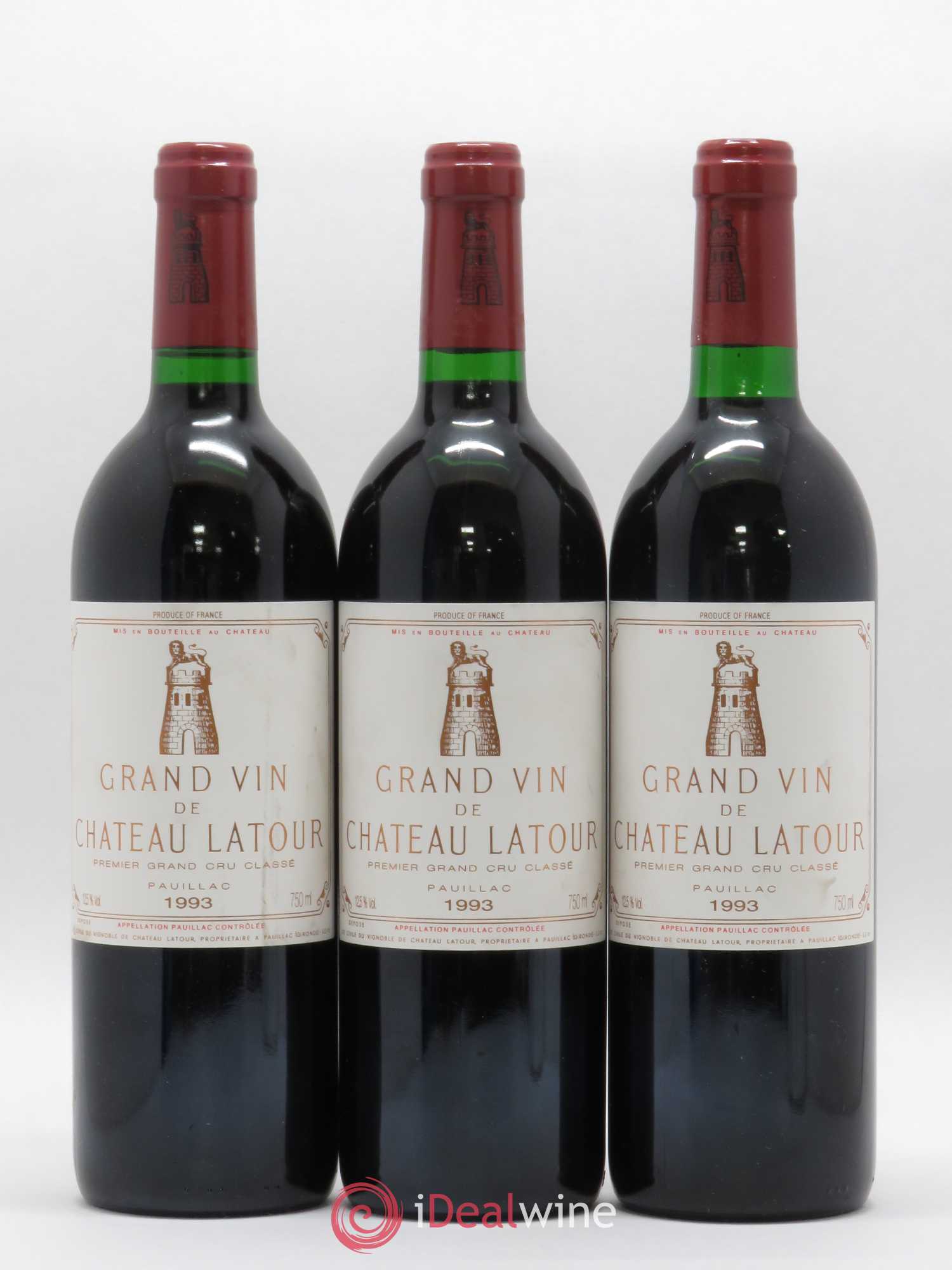 Château Latour 1er Grand Cru Classé 1993 - Lot de 3 bouteilles - 0