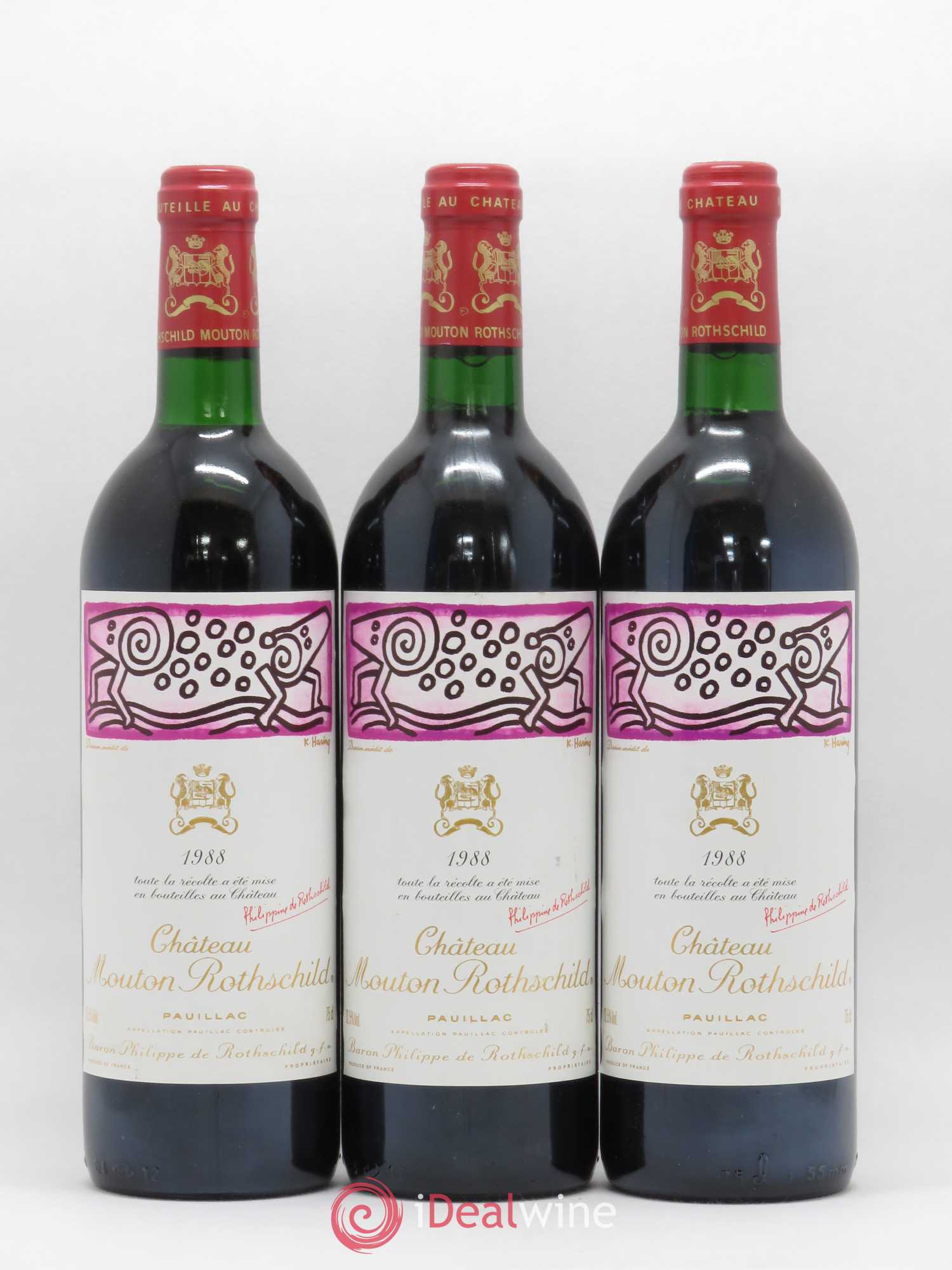 Château Mouton Rothschild 1er Grand Cru Classé 1988 - Lot de 3 bouteilles - 0