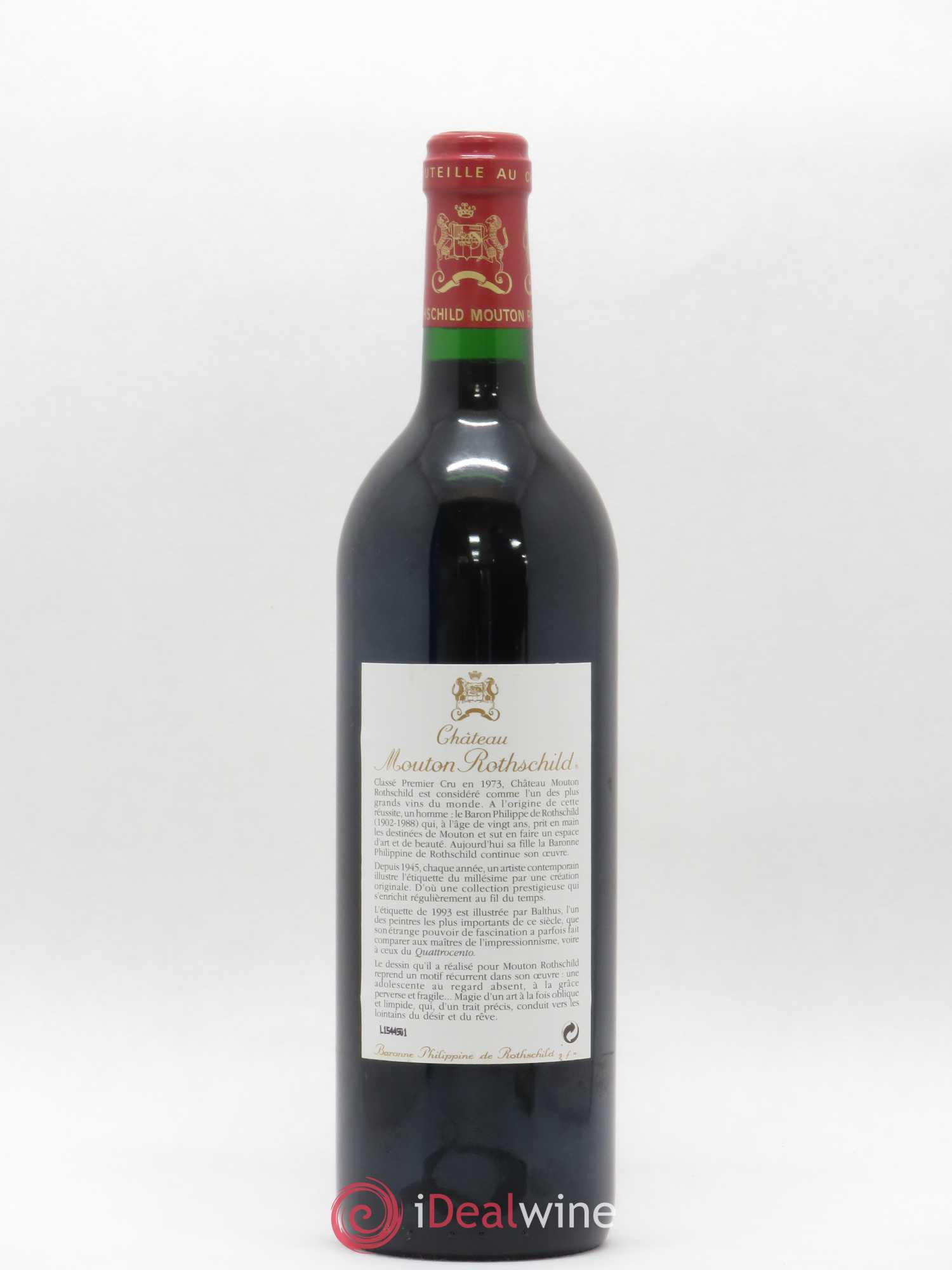 Château Mouton Rothschild 1er Grand Cru Classé 1993 - Lot de 1 bouteille - 1