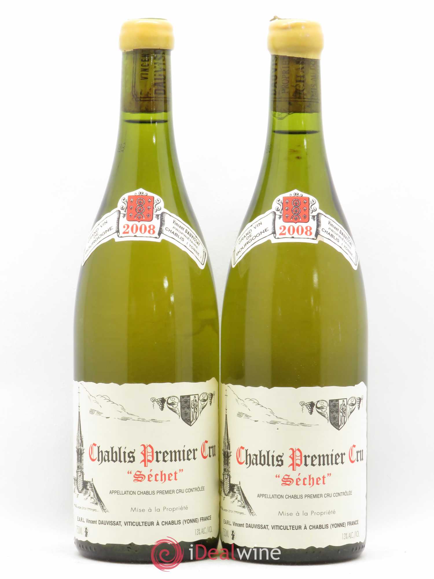 Chablis 1er Cru Séchet Vincent Dauvissat (Domaine) 2008 - Lotto di 2 bottiglie - 0