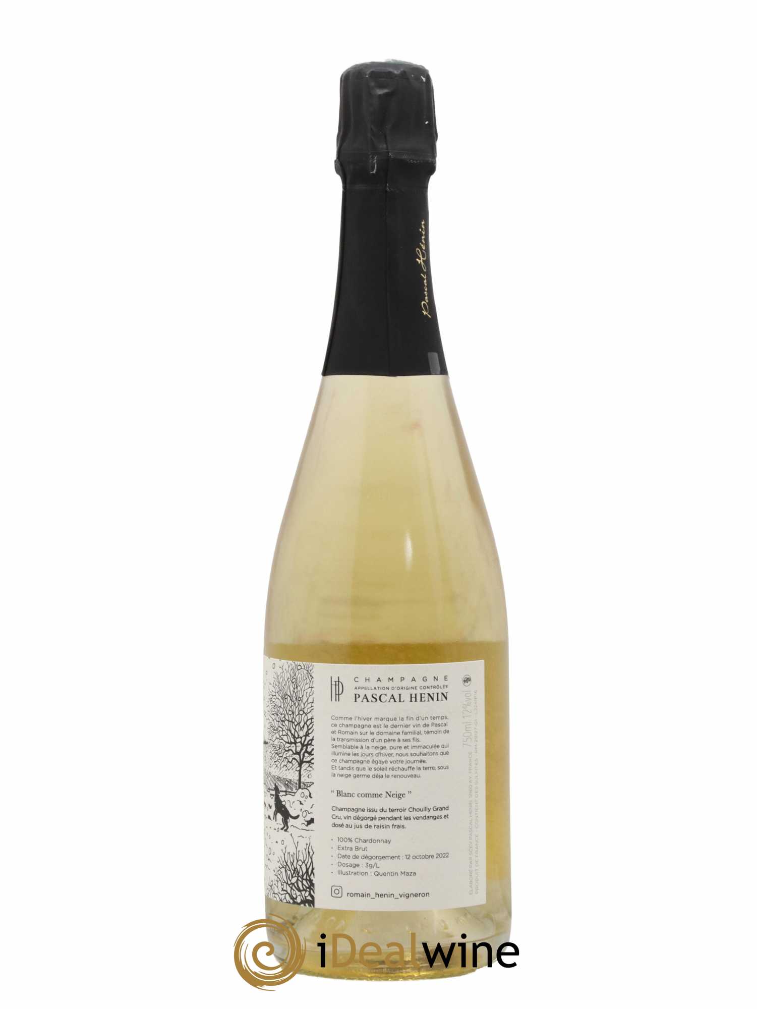 Champagne Cuvée Blanc Comme Neige Romain Henin 2016 - Lot de 1 bouteille - 1