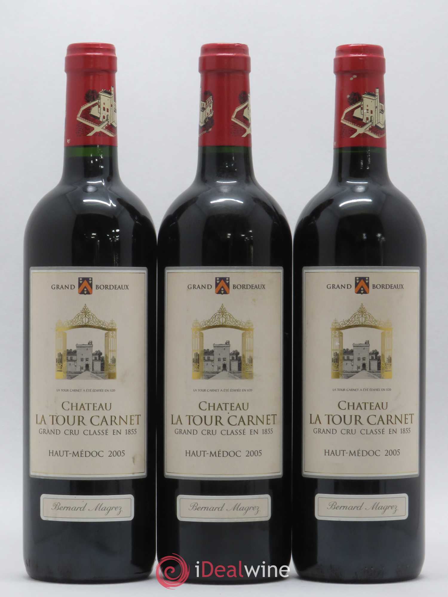 Château la Tour Carnet 4ème Grand Cru Classé 2005 - Lot de 3 bouteilles - 0