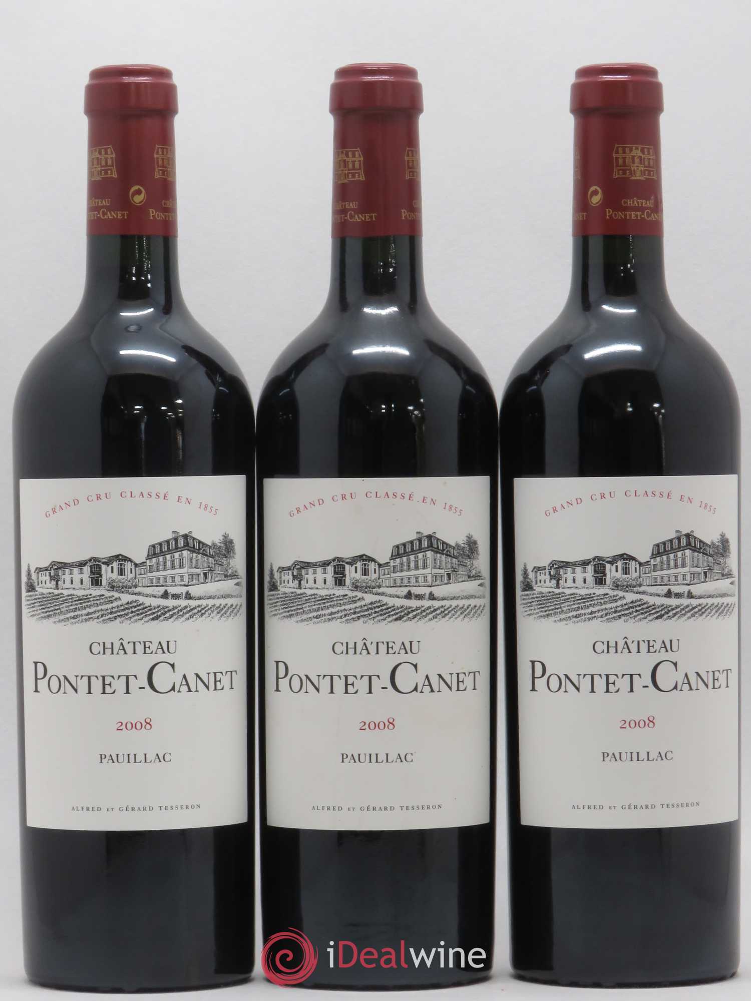 Château Pontet Canet 5ème Grand Cru Classé 2008 - Lot de 3 bouteilles - 0