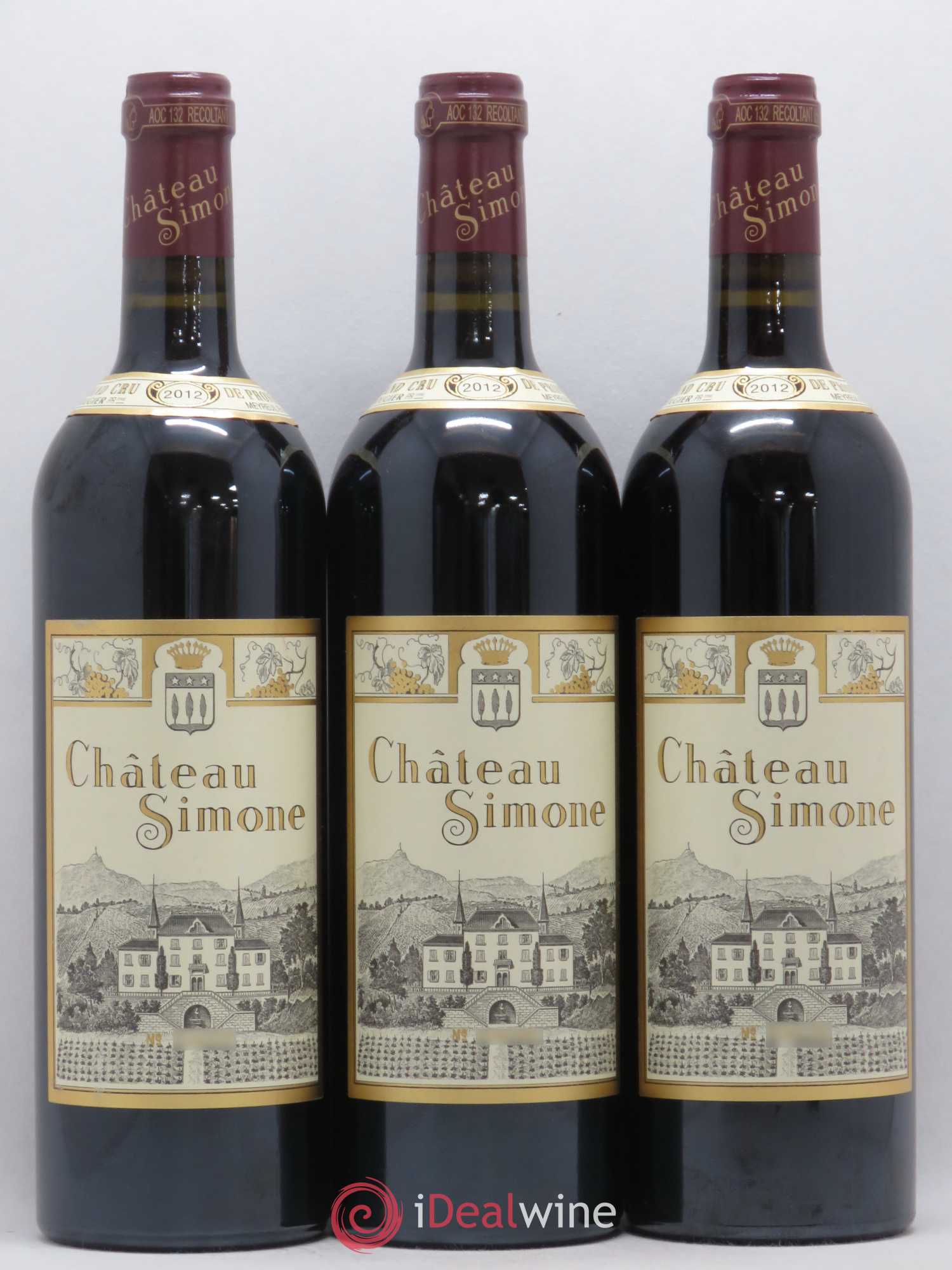 Palette Château Simone Famille Rougier 2012 - Posten von 3 Flaschen - 0
