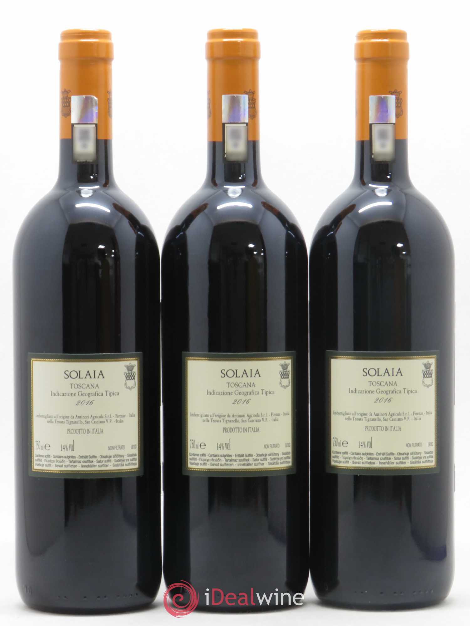 Toscana IGT Solaia Tenuta Tignanello - Marchesi Antinori 2016 - Lot de 3 bouteilles - 1
