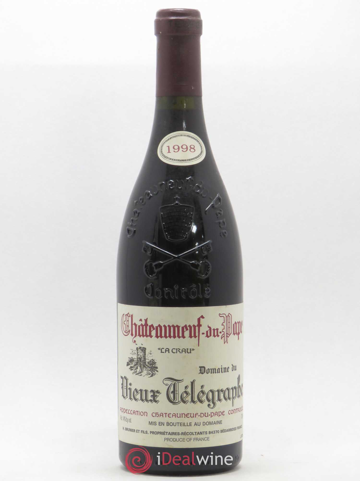Châteauneuf-du-Pape Vieux Télégraphe (Domaine du) Vignobles Brunier 1998 - Lot de 1 bouteille - 0