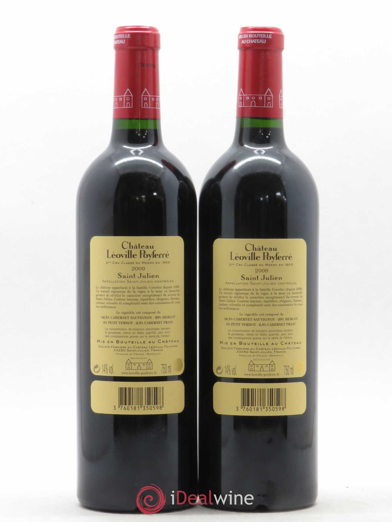 Château Léoville Poyferré 2ème Grand Cru Classé 2009 - Lot de 2 bouteilles - 1