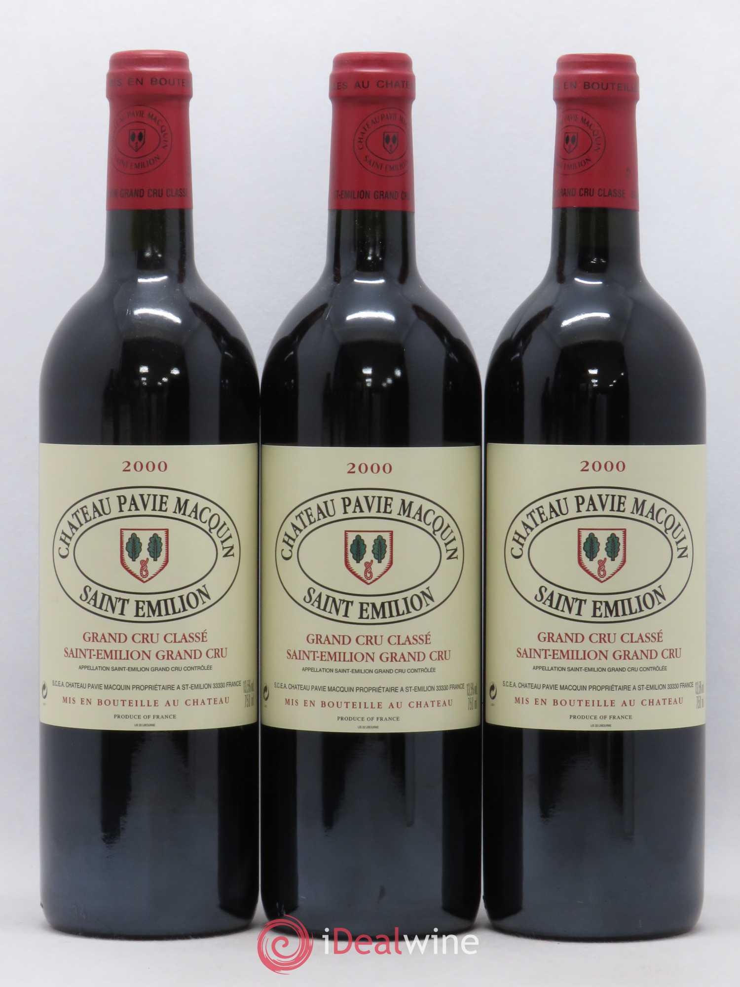 Château Pavie Macquin 1er Grand Cru Classé B 2000 - Lot de 3 bouteilles - 0