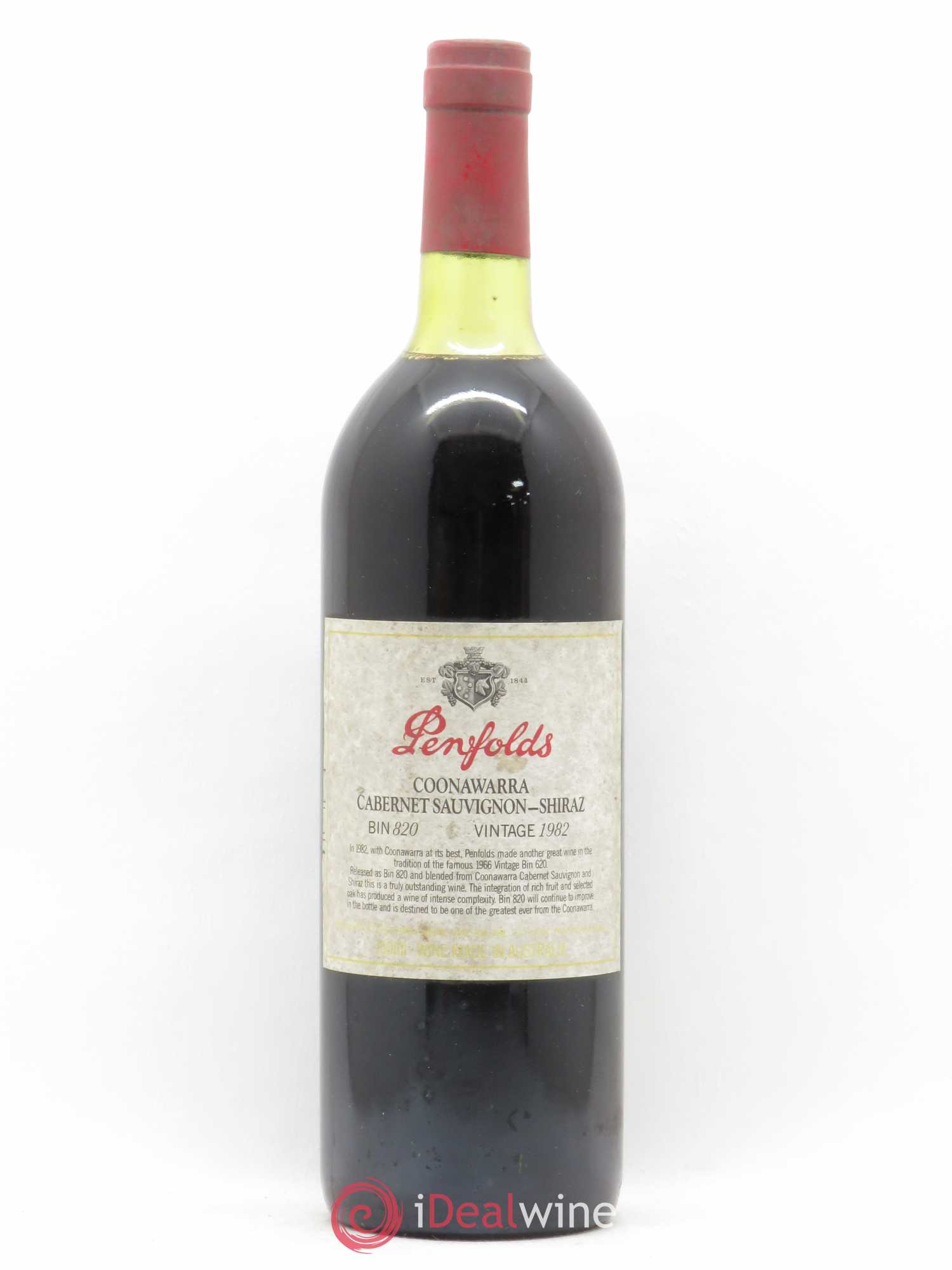 Vins Etrangers Coonawarra Penfolds Bin 820 1982 - Posten von 1 Flasche - 0