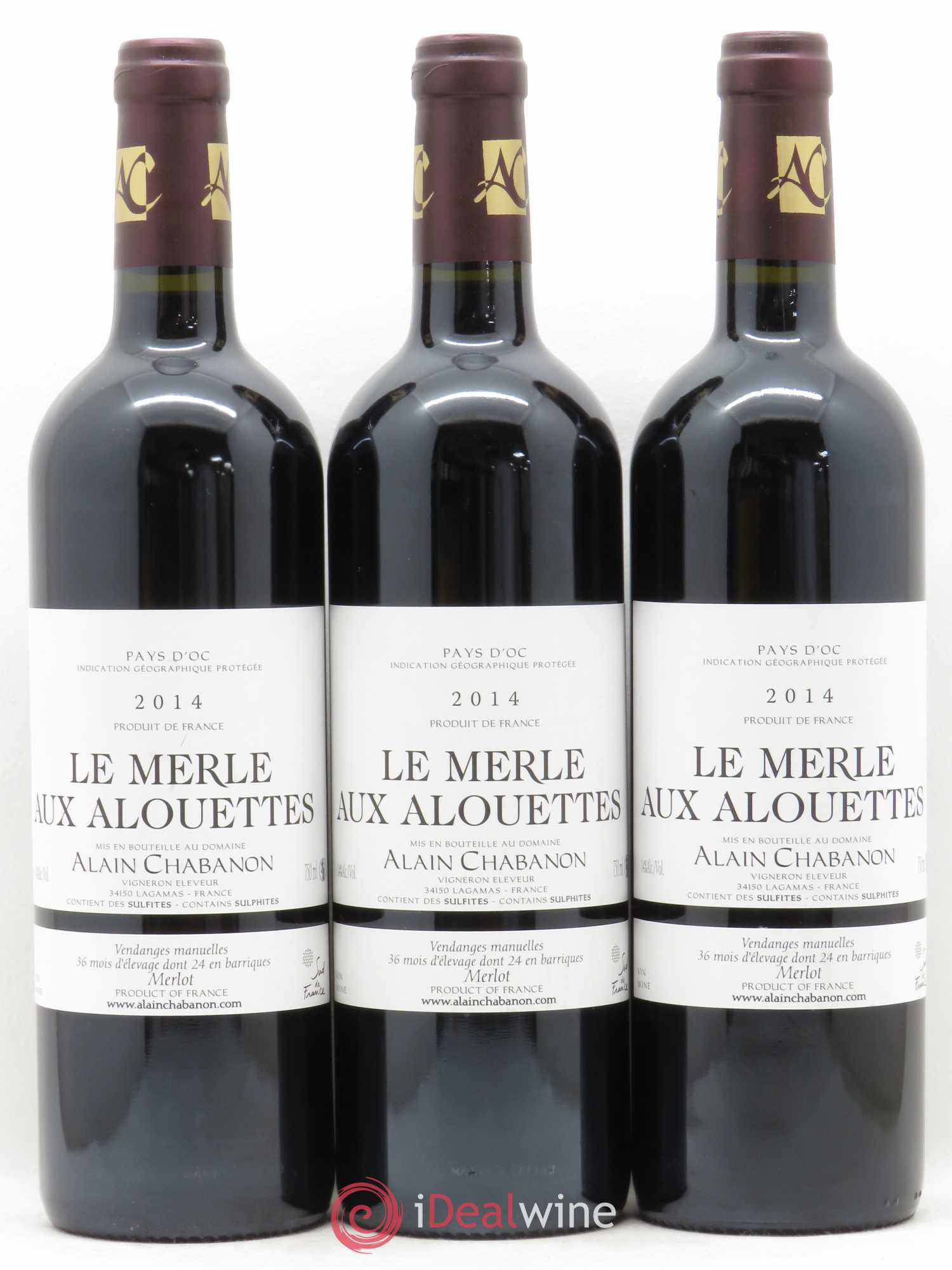 Pays d'Oc Alain Chabanon (Domaine) Le Merle aux Alouettes 2014 - Lot de 3 bouteilles - 0