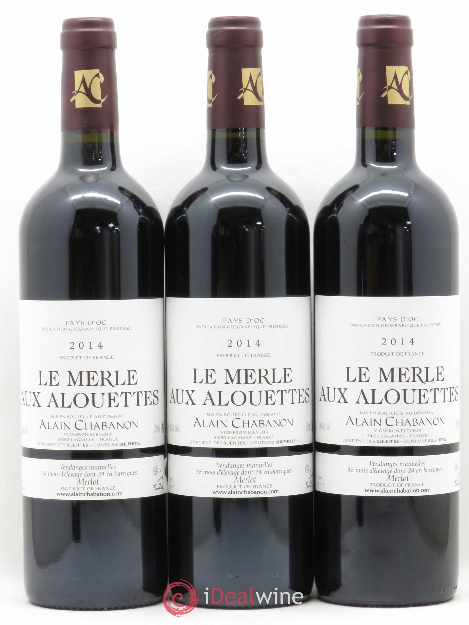 Pays d'Oc Alain Chabanon (Domaine) Le Merle aux Alouettes 2014 - Lot de 3 bouteilles - 0
