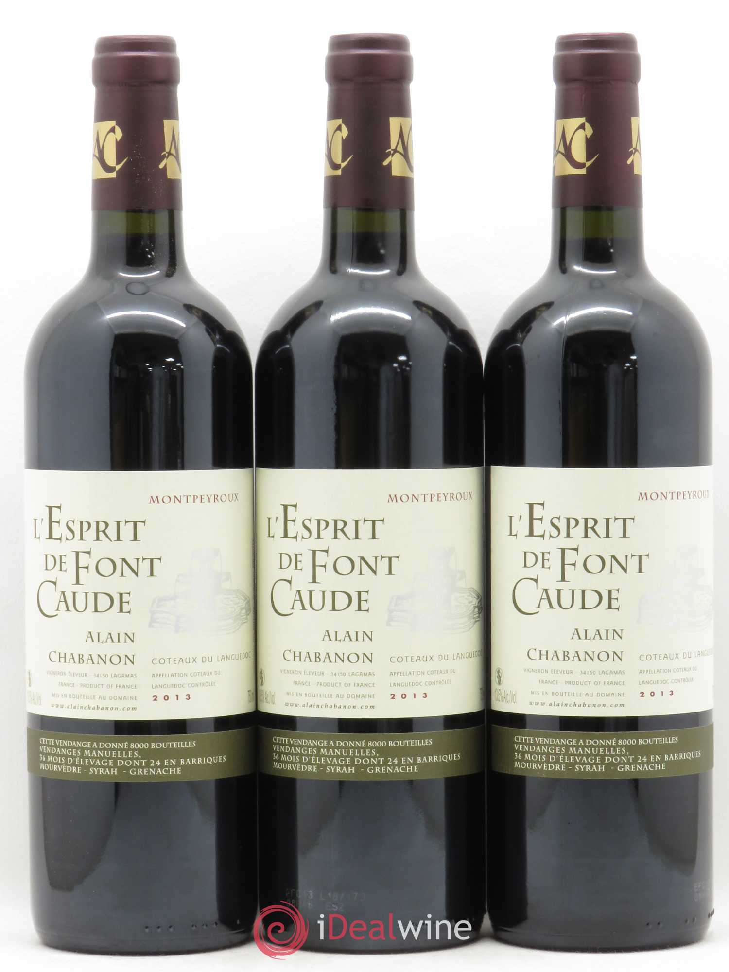 Languedoc Montpeyroux Alain Chabanon (Domaine) L'Esprit de Font Caude 2013 - Lot de 3 bouteilles - 0