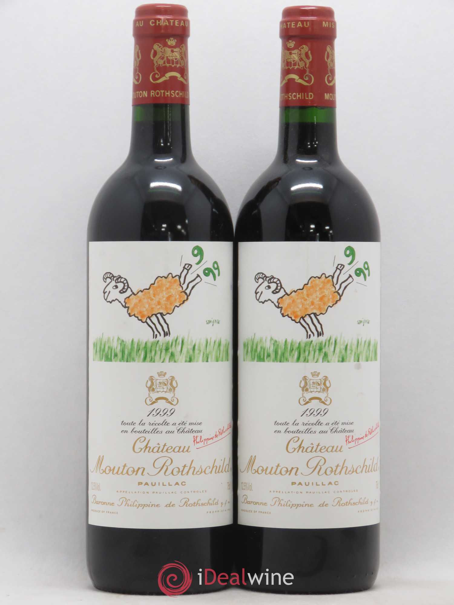Château Mouton Rothschild 1er Grand Cru Classé 1999 - Lot de 2 bouteilles - 0