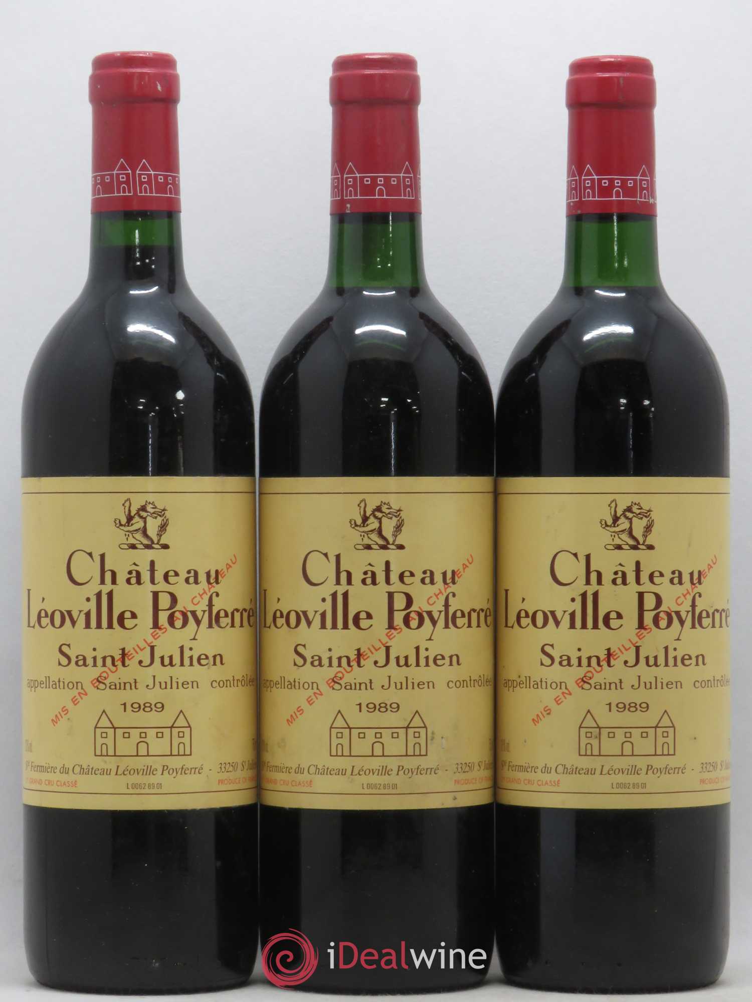 Château Léoville Poyferré 2ème Grand Cru Classé 1989 - Lot de 3 bouteilles - 0
