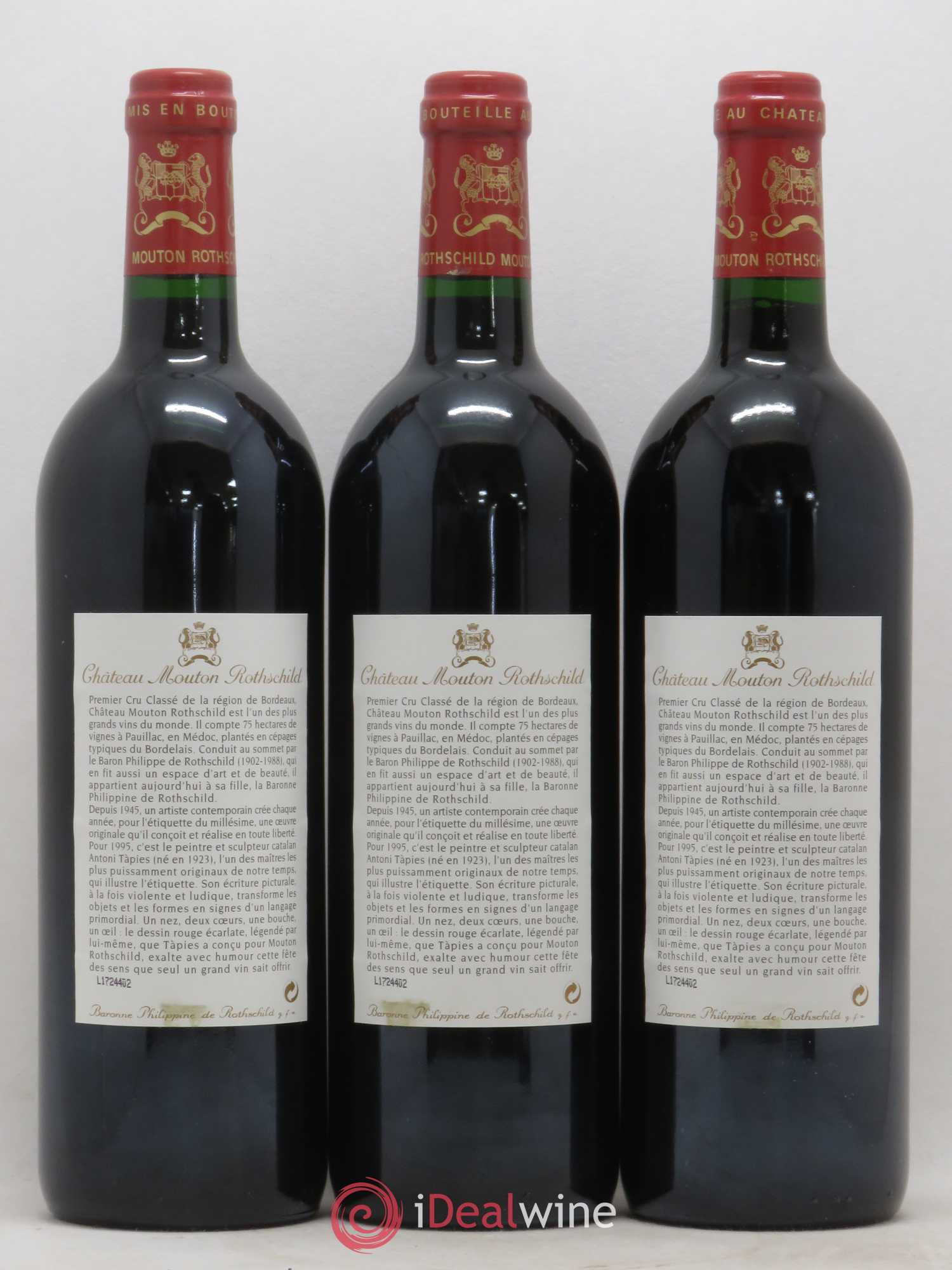 Château Mouton Rothschild 1er Grand Cru Classé 1995 - Lot de 6 bouteilles - 2