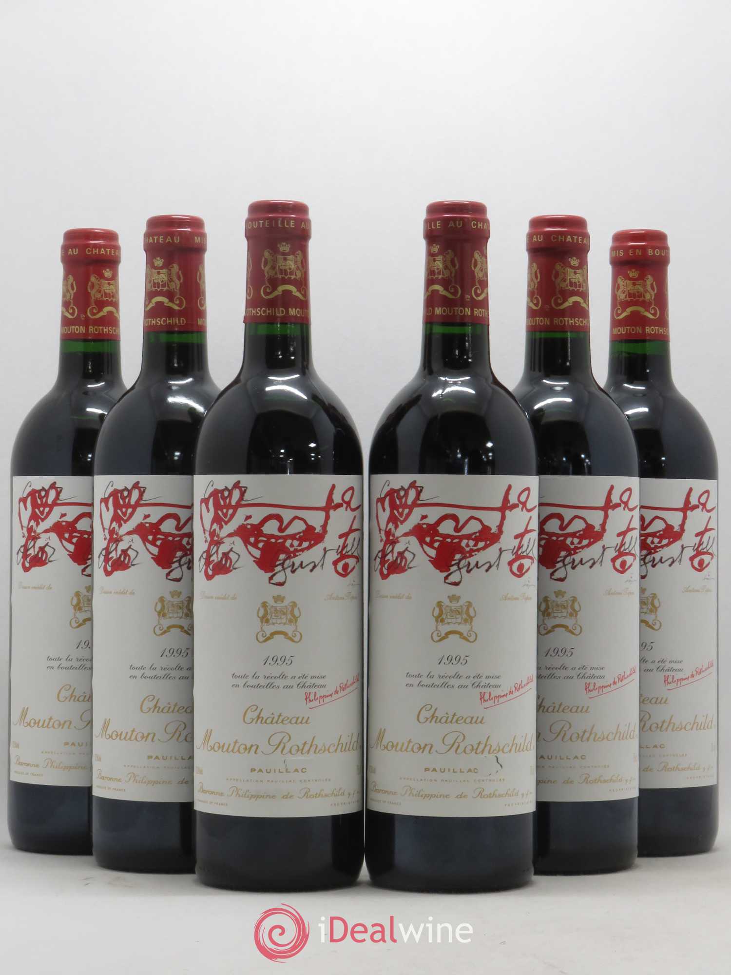 Château Mouton Rothschild 1er Grand Cru Classé 1995 - Lot de 6 bouteilles - 0