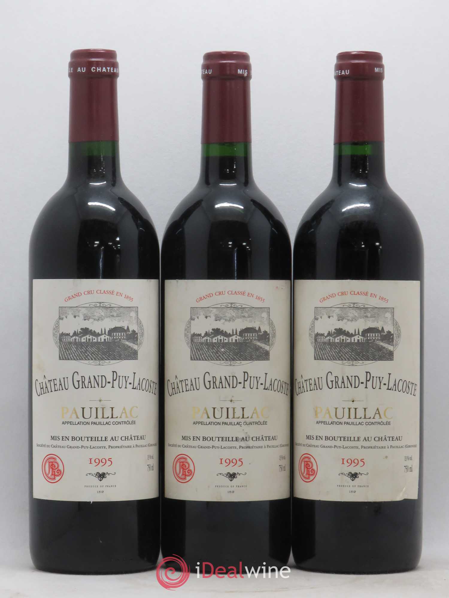 Château Grand Puy Lacoste 5ème Grand Cru Classé 1995 - Lot de 3 bouteilles - 0