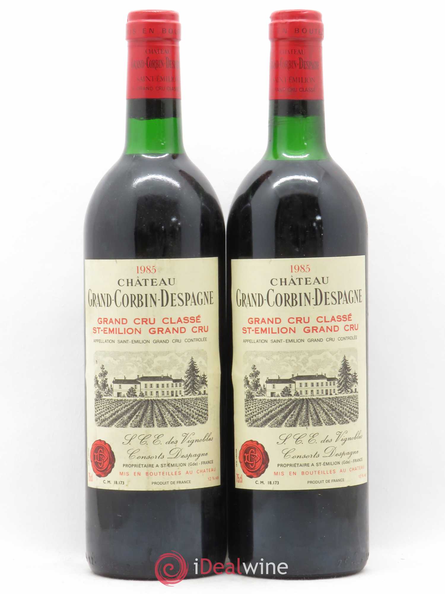 Château Grand Corbin Despagne Grand Cru Classé 1985 - Lot de 2 bouteilles - 0