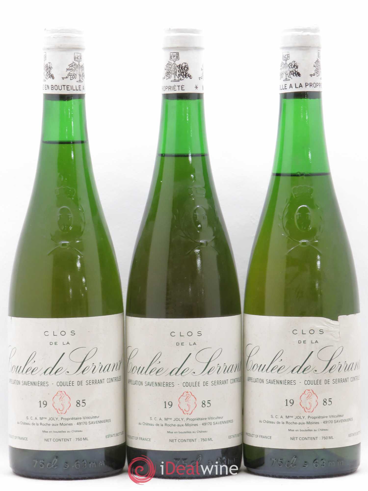 Savennières Clos de la Coulée de Serrant Vignobles de la Coulée de Serrant - Nicolas Joly 1985 - Lot de 3 bouteilles - 0