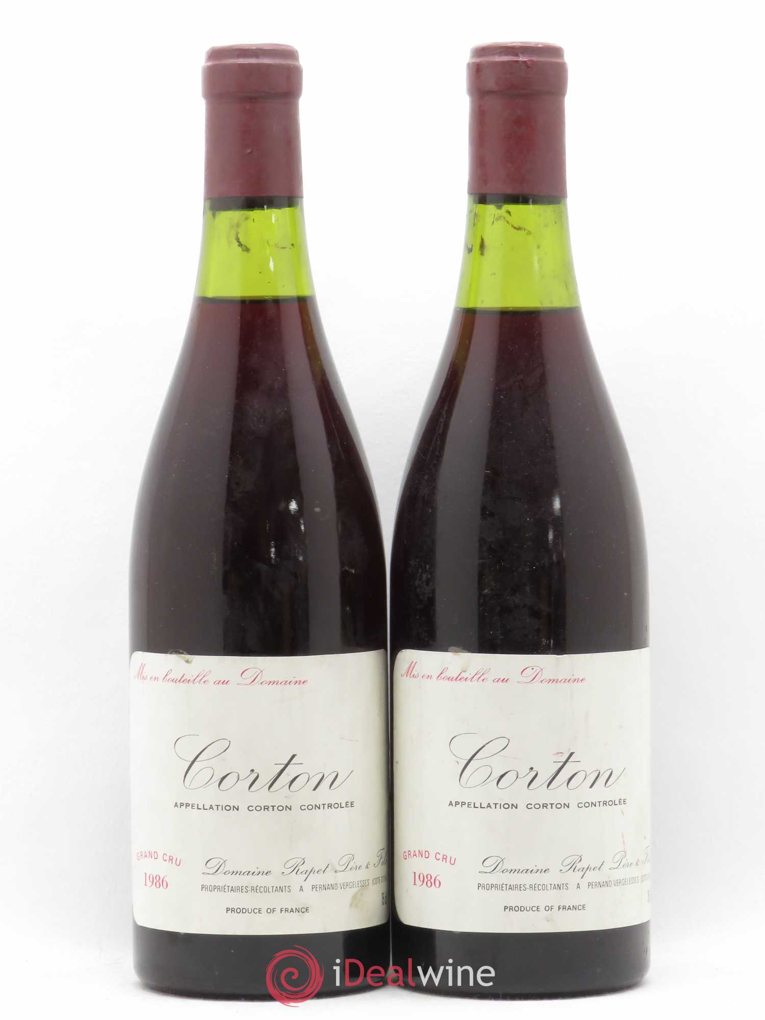 Corton Grand Cru Rapet Père & Fils 1986 - Lot de 2 bouteilles - 0