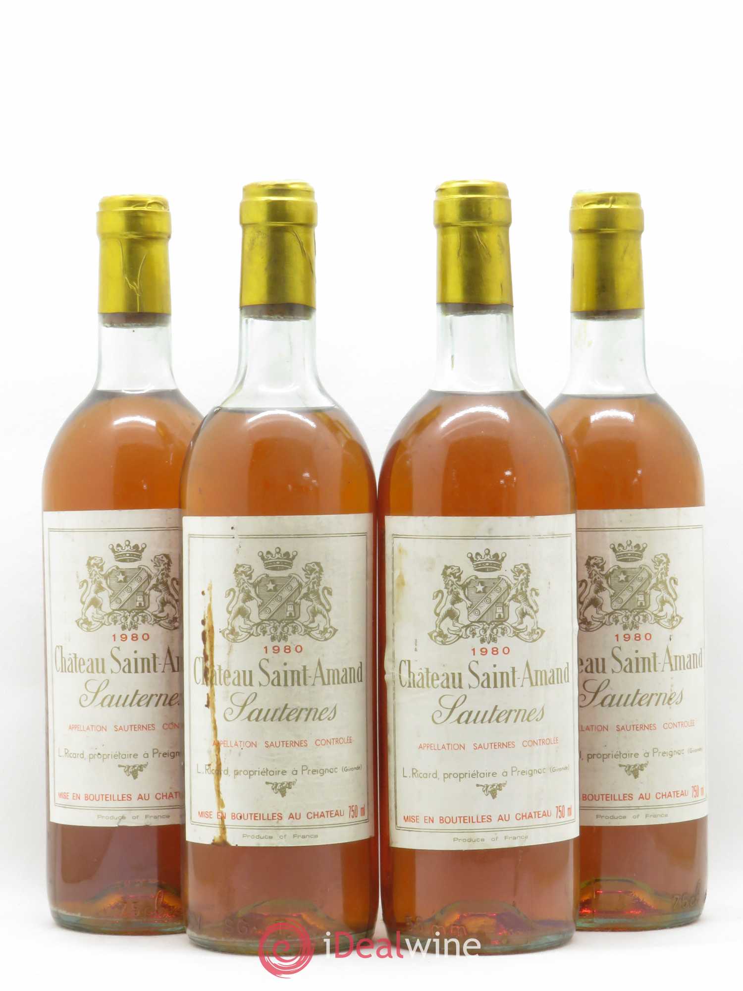 Sauternes Château Saint Amand 1980 - Lotto di 4 bottiglie - 0