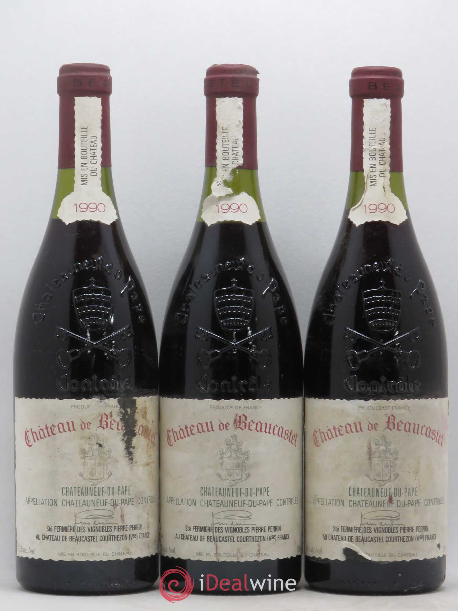 Châteauneuf-du-Pape Château de Beaucastel Famille Perrin 1990 - Lot de 3 bouteilles - 0