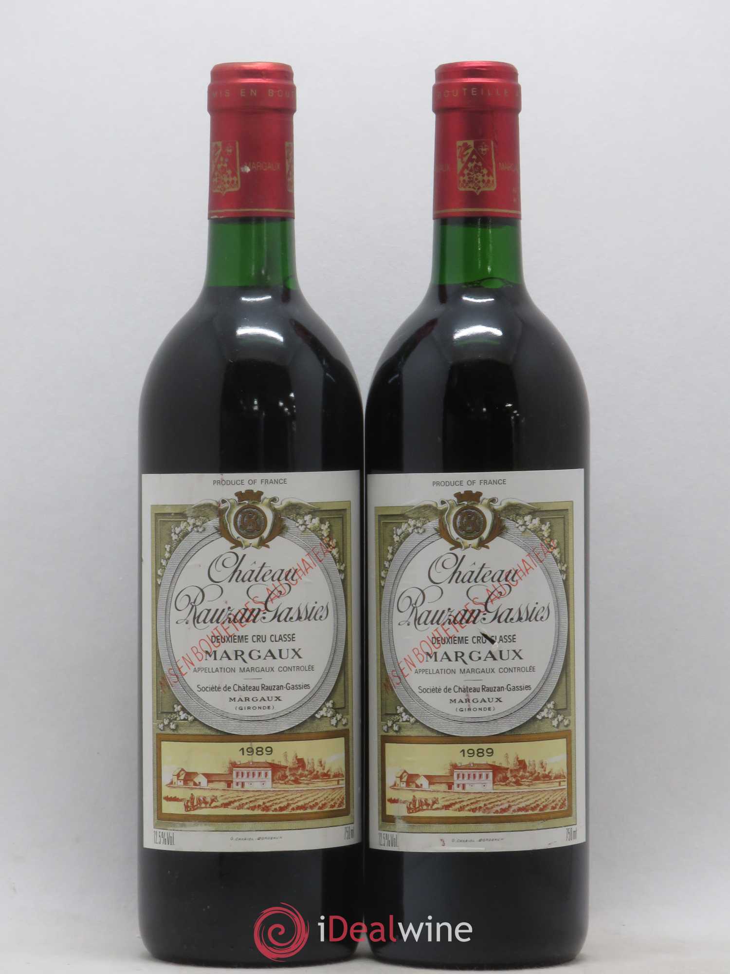 Château Rauzan-Gassies 2ème Grand Cru Classé 1989 - Lot de 2 bouteilles - 0