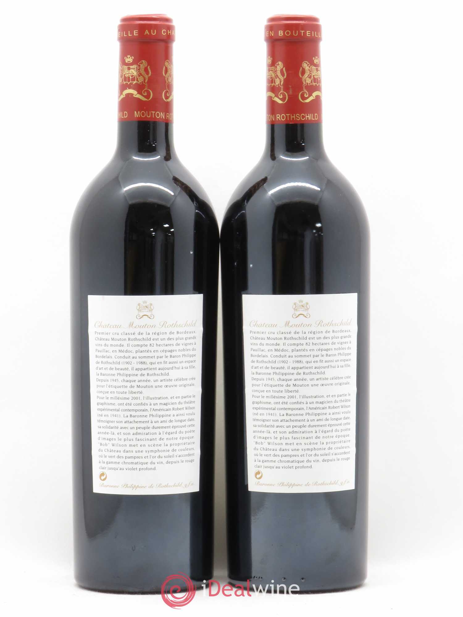 Château Mouton Rothschild 1er Grand Cru Classé 2001 - Lot de 2 bouteilles - 1