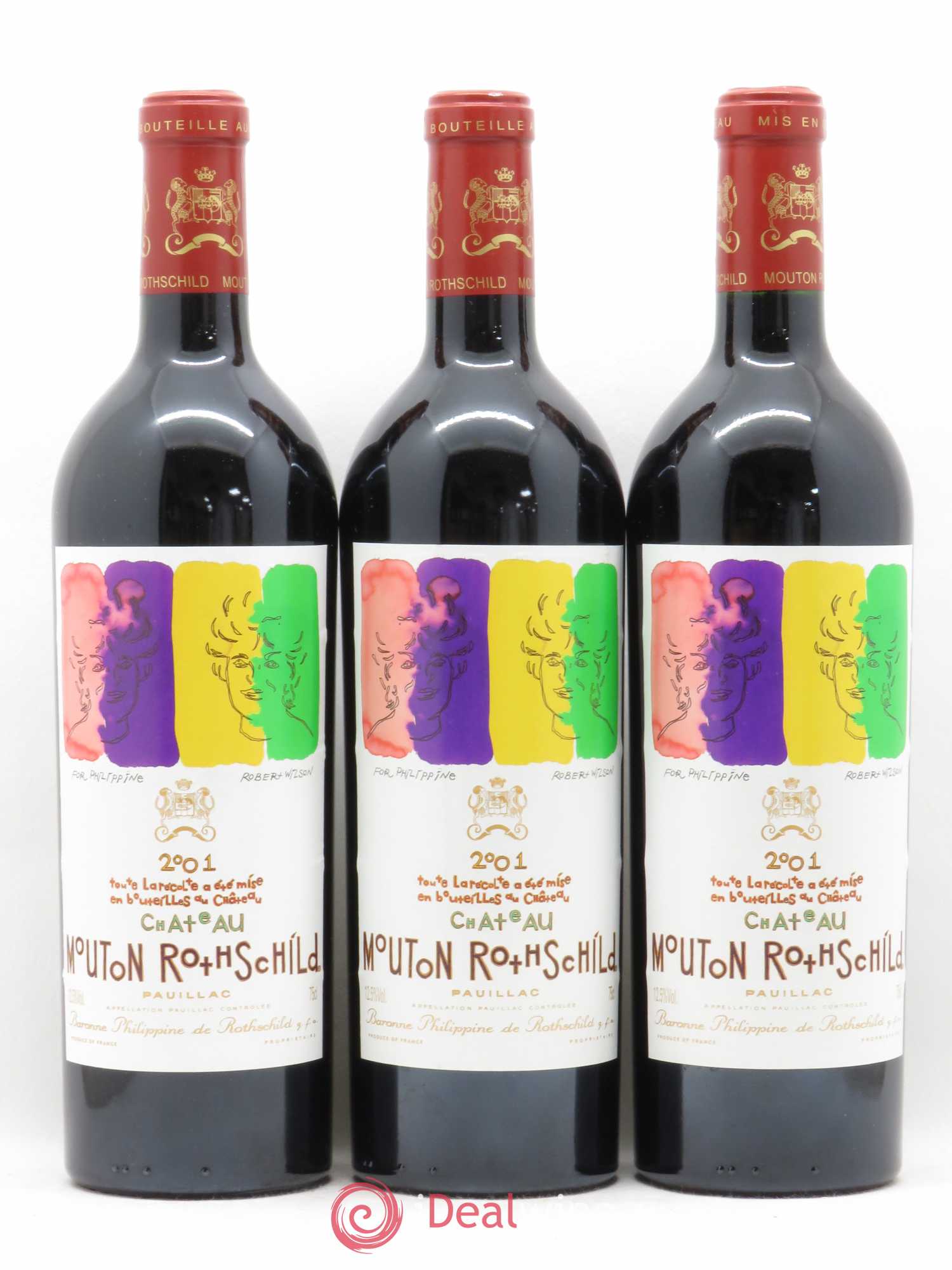 Château Mouton Rothschild 1er Grand Cru Classé 2001 - Lot de 3 bouteilles - 0