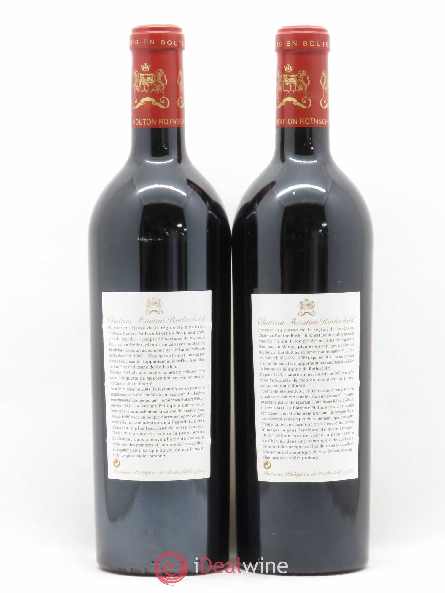 Château Mouton Rothschild 1er Grand Cru Classé 2001 - Lot de 2 bouteilles - 1