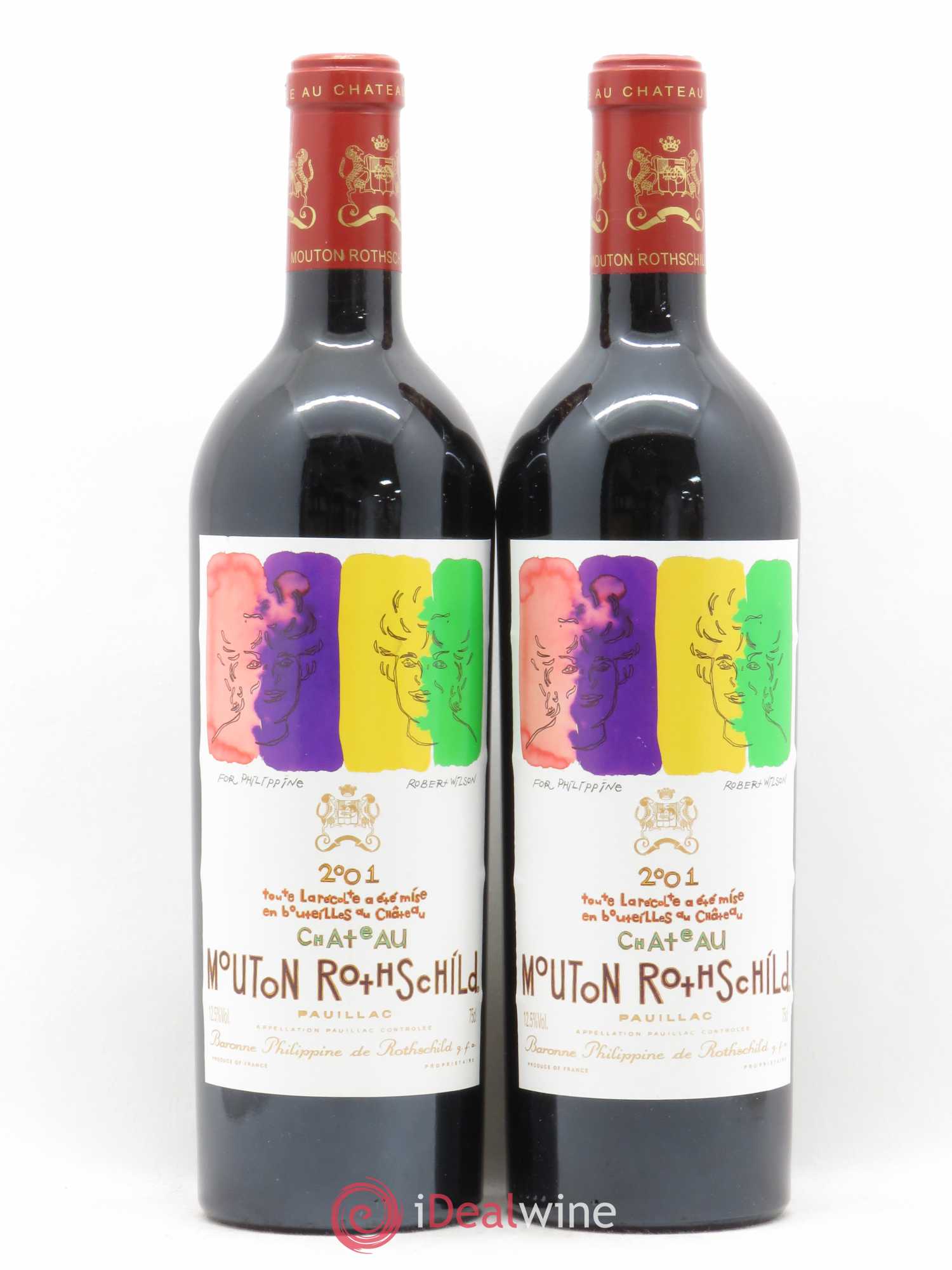 Château Mouton Rothschild 1er Grand Cru Classé 2001 - Lot de 2 bouteilles - 0