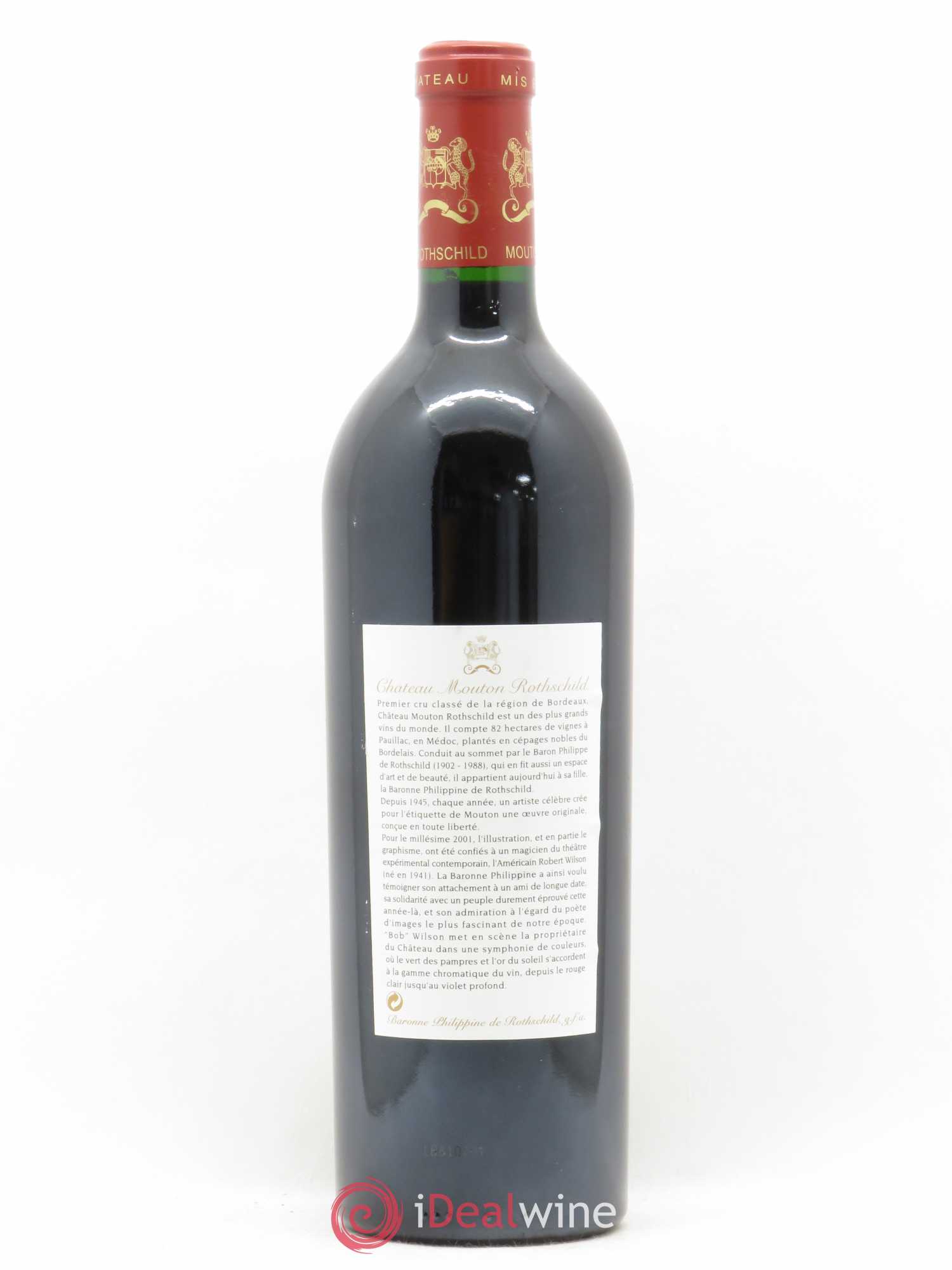 Château Mouton Rothschild 1er Grand Cru Classé 2001 - Lot de 1 bouteille - 1