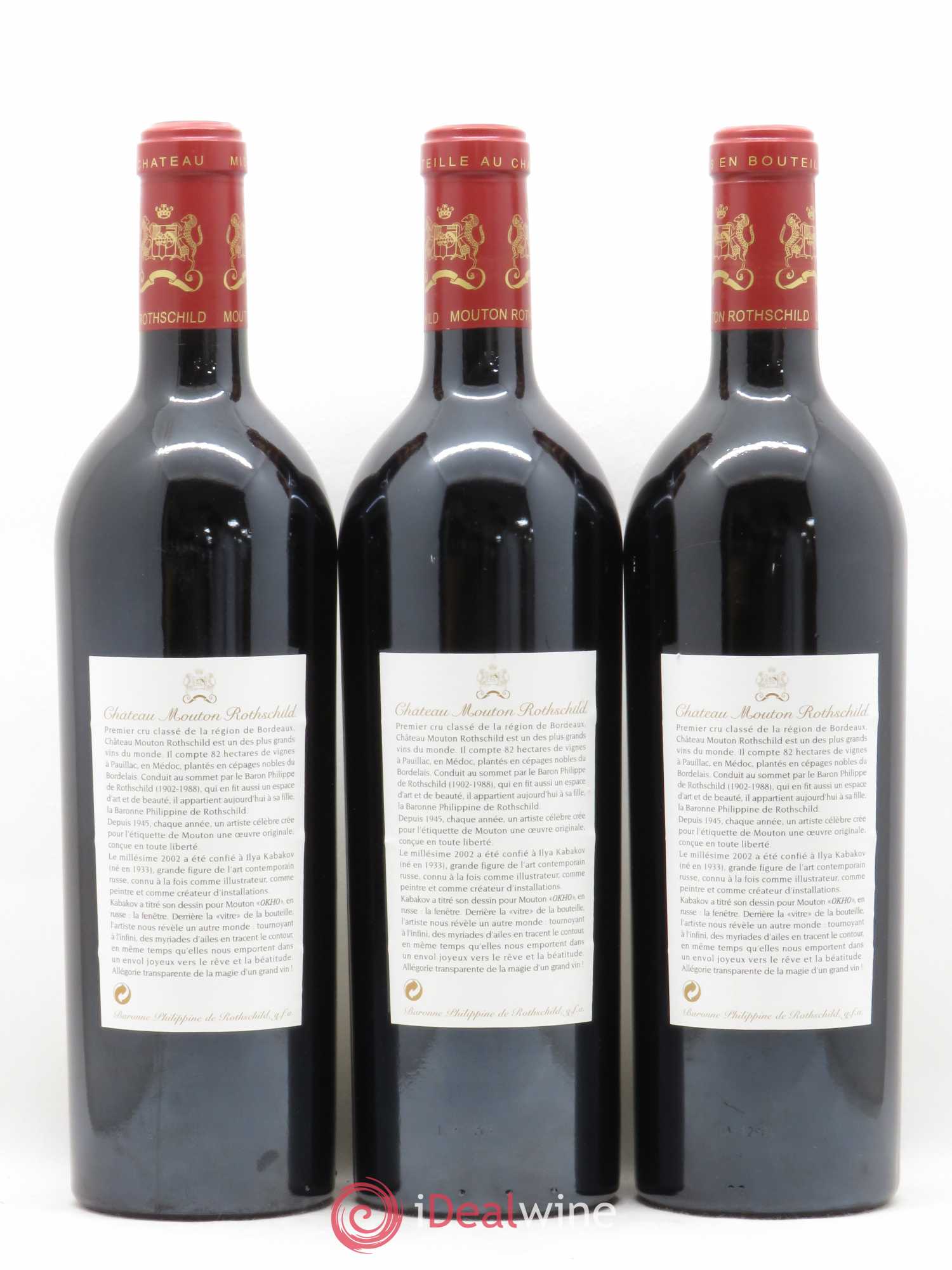 Château Mouton Rothschild 1er Grand Cru Classé 2002 - Lot de 3 bouteilles - 1