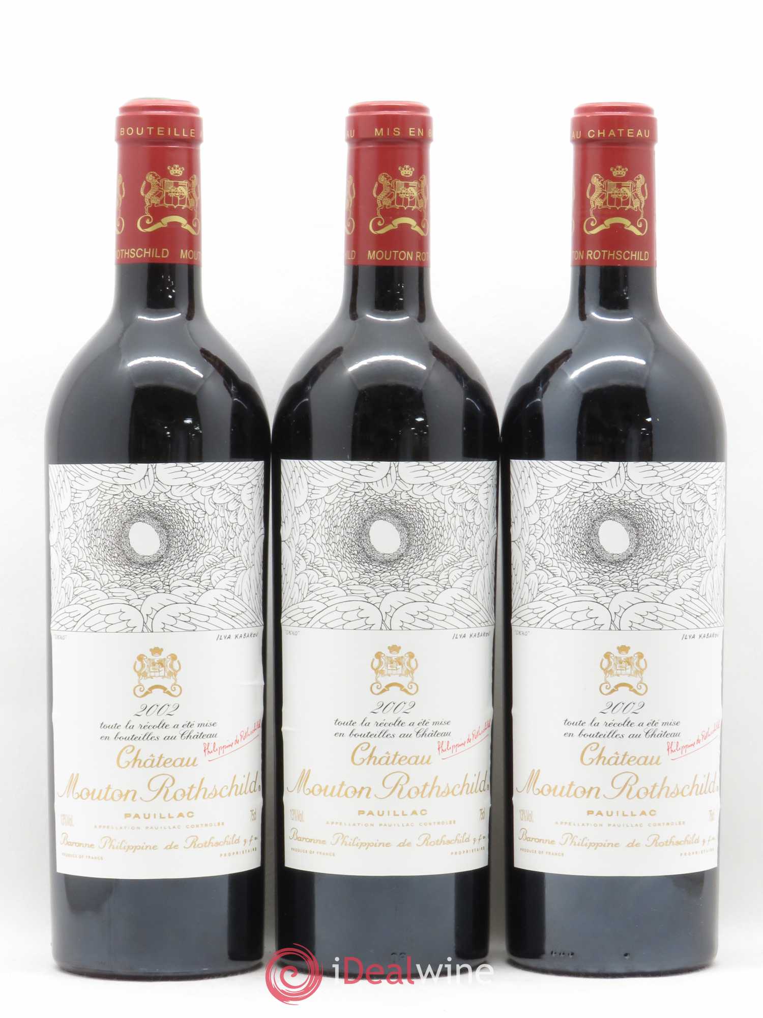 Château Mouton Rothschild 1er Grand Cru Classé 2002 - Lot de 3 bouteilles - 0