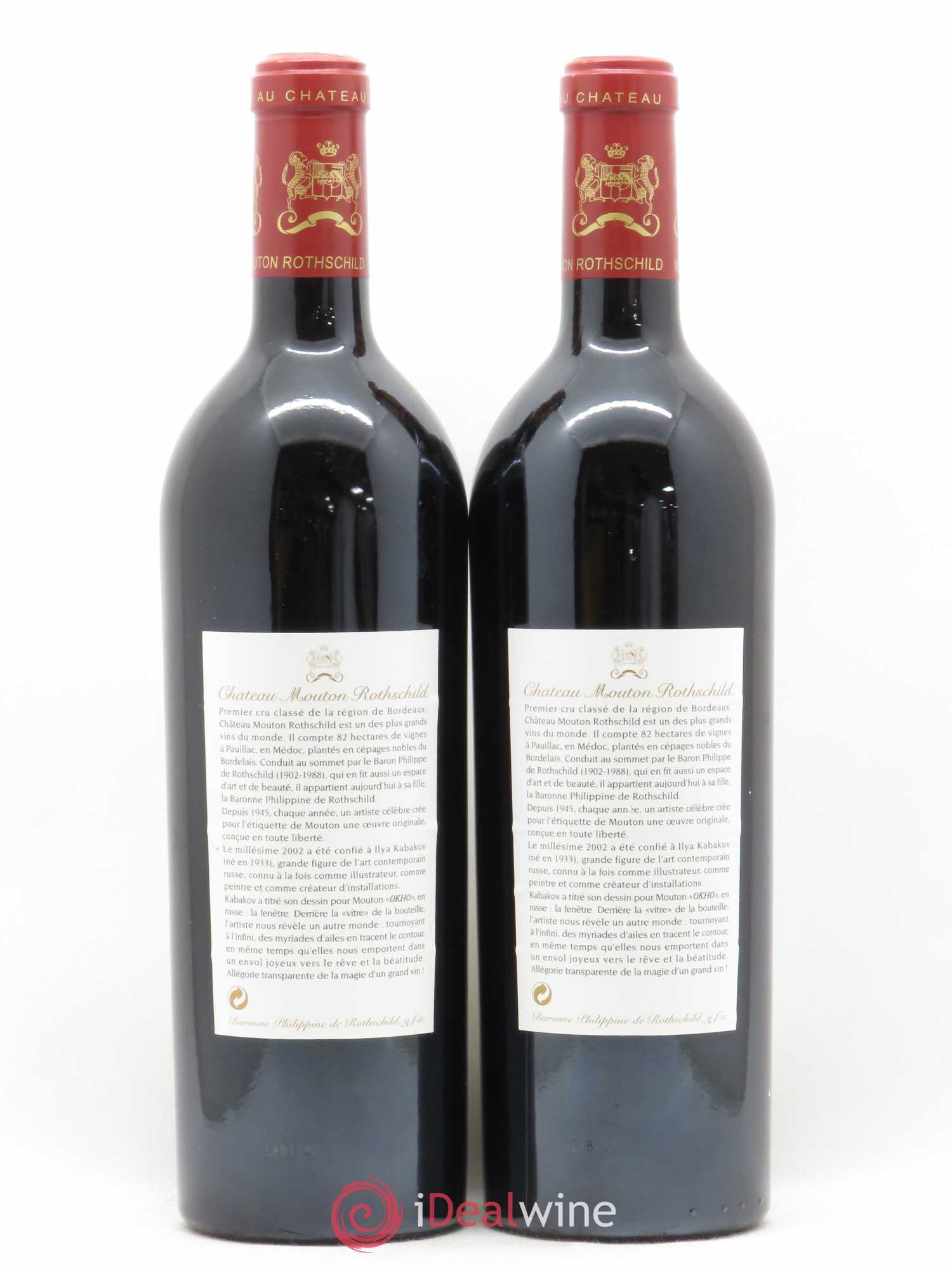 Château Mouton Rothschild 1er Grand Cru Classé 2002 - Lot de 2 bouteilles - 1
