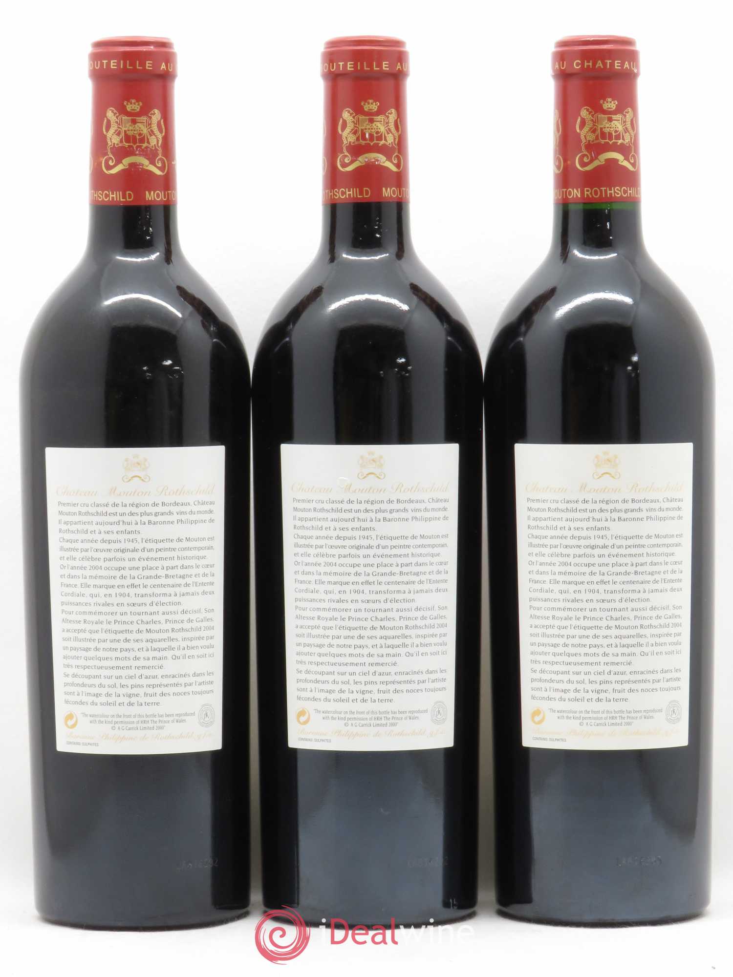 Château Mouton Rothschild 1er Grand Cru Classé 2004 - Lot de 3 bouteilles - 1