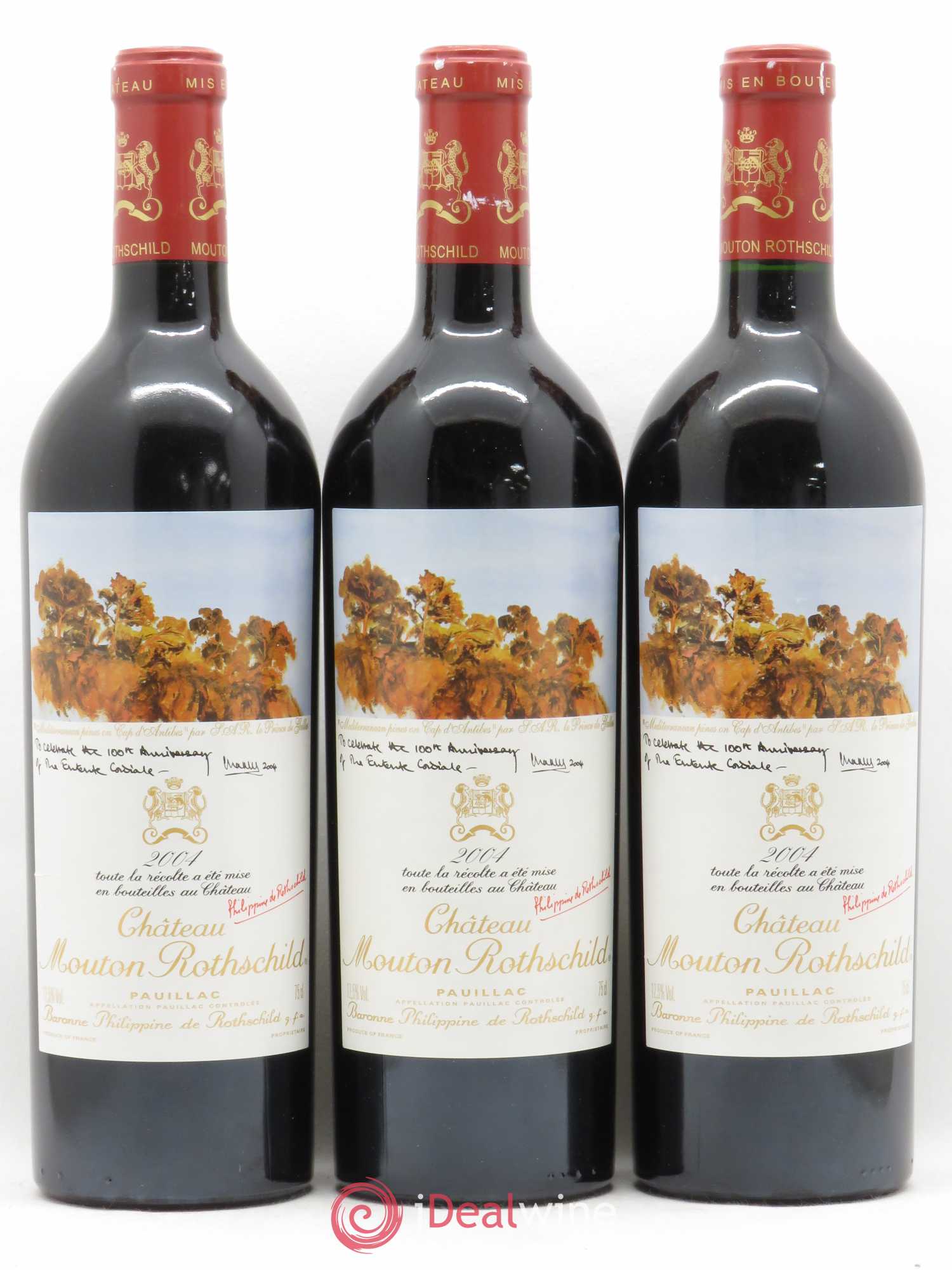 Château Mouton Rothschild 1er Grand Cru Classé 2004 - Lot de 3 bouteilles - 0