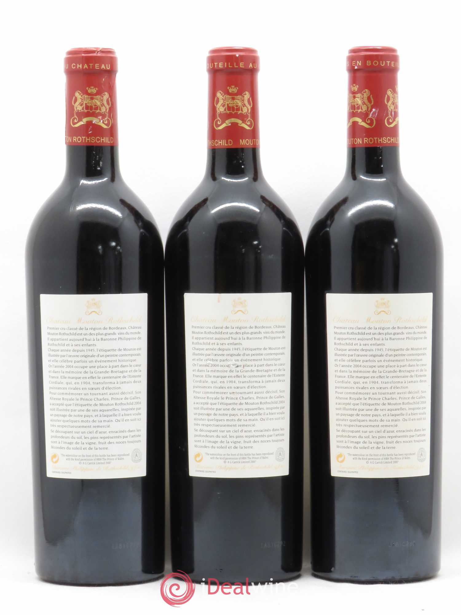 Château Mouton Rothschild 1er Grand Cru Classé 2004 - Lot de 3 bouteilles - 1