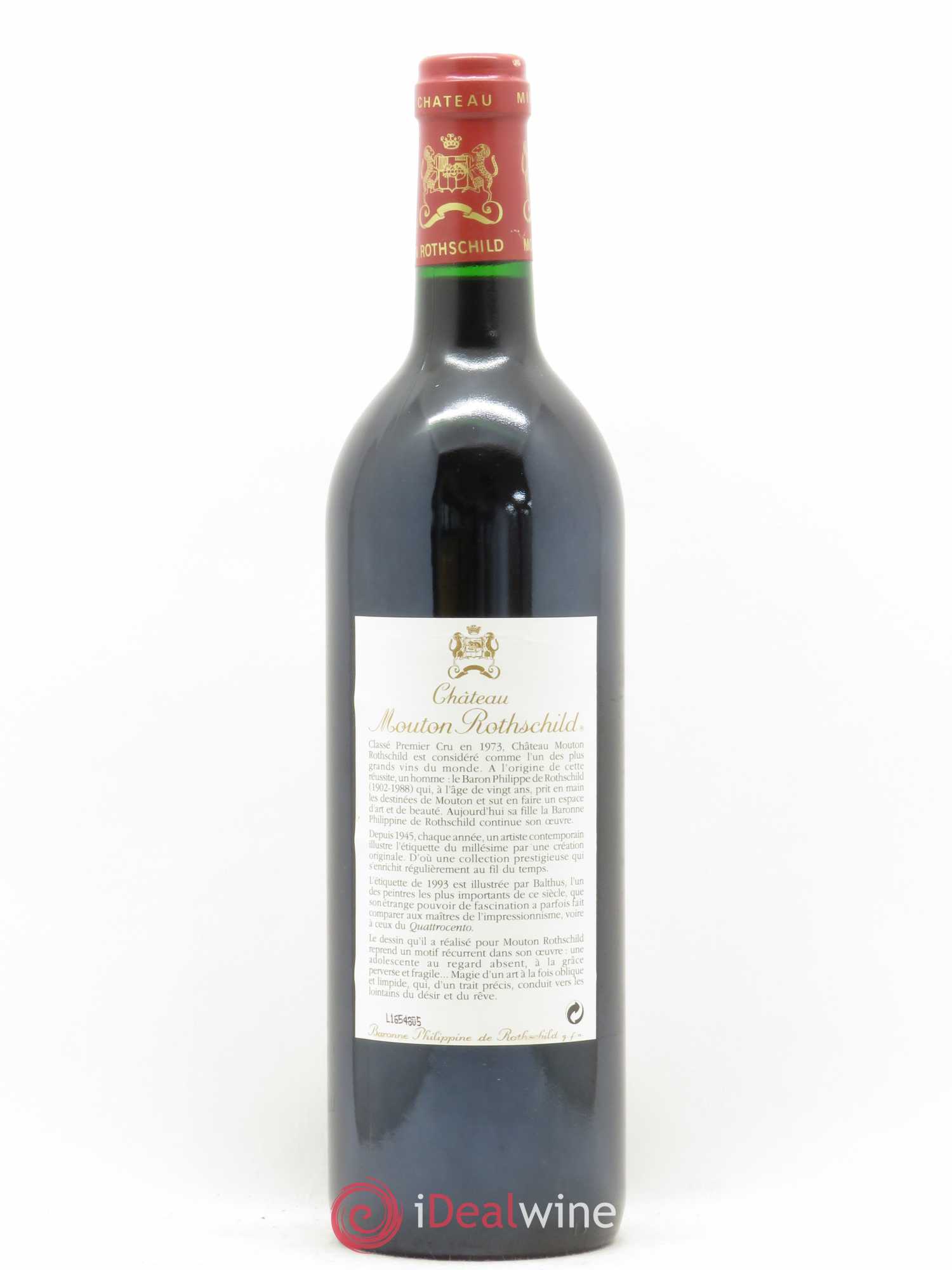 Château Mouton Rothschild 1er Grand Cru Classé 1993 - Lot de 1 bouteille - 1
