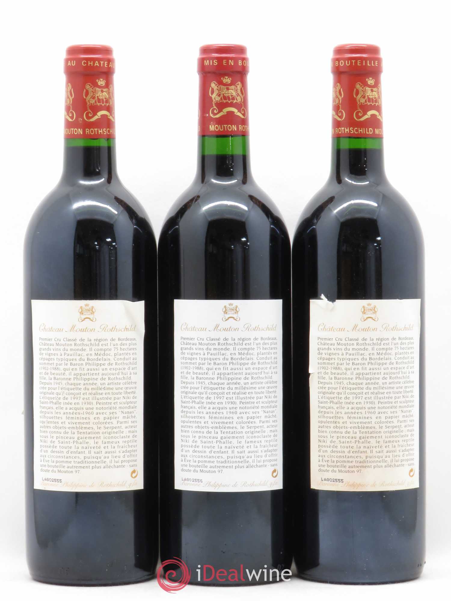 Château Mouton Rothschild 1er Grand Cru Classé 1997 - Lot de 3 bouteilles - 1