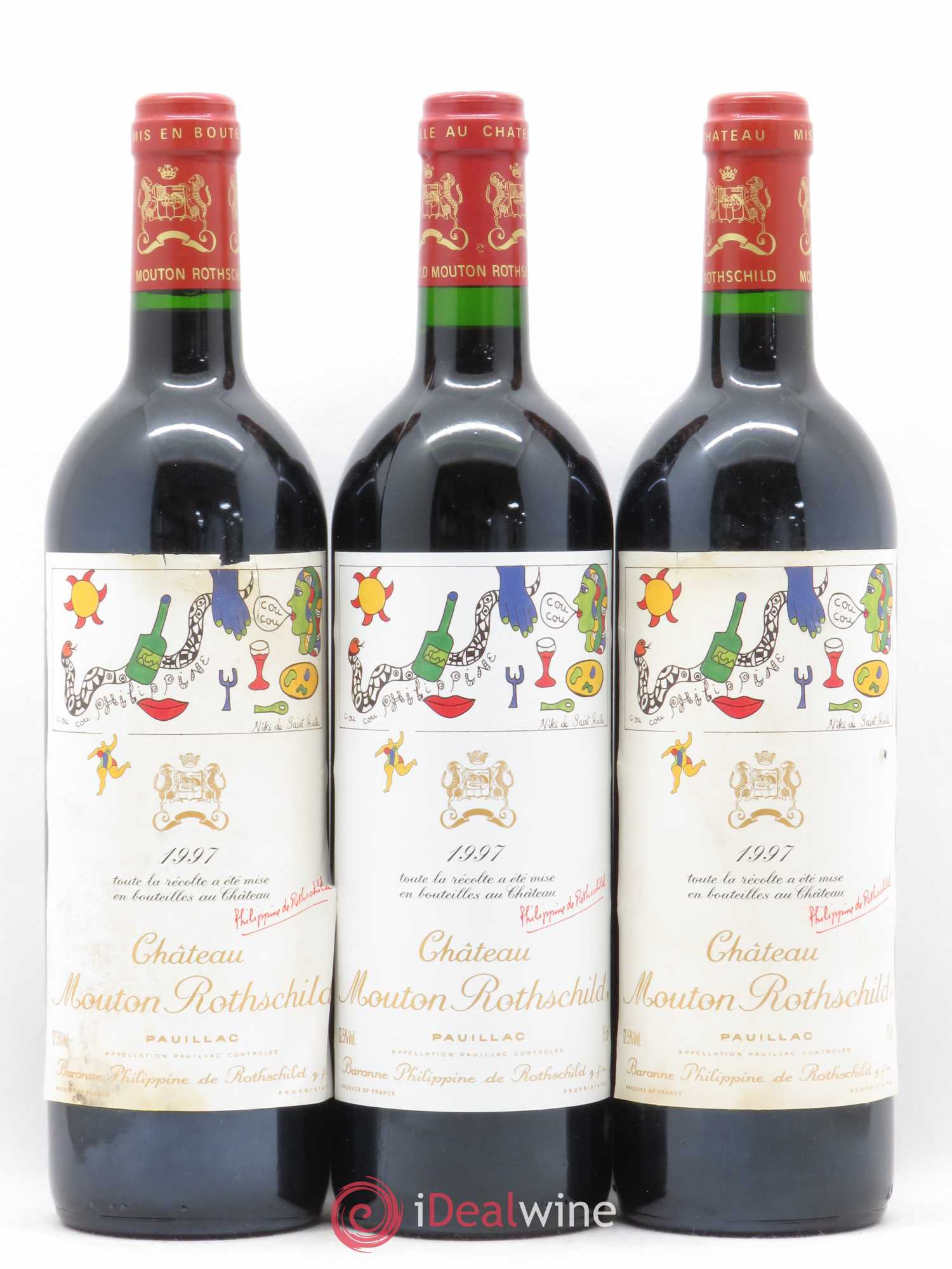 Château Mouton Rothschild 1er Grand Cru Classé 1997 - Lot de 3 bouteilles - 0