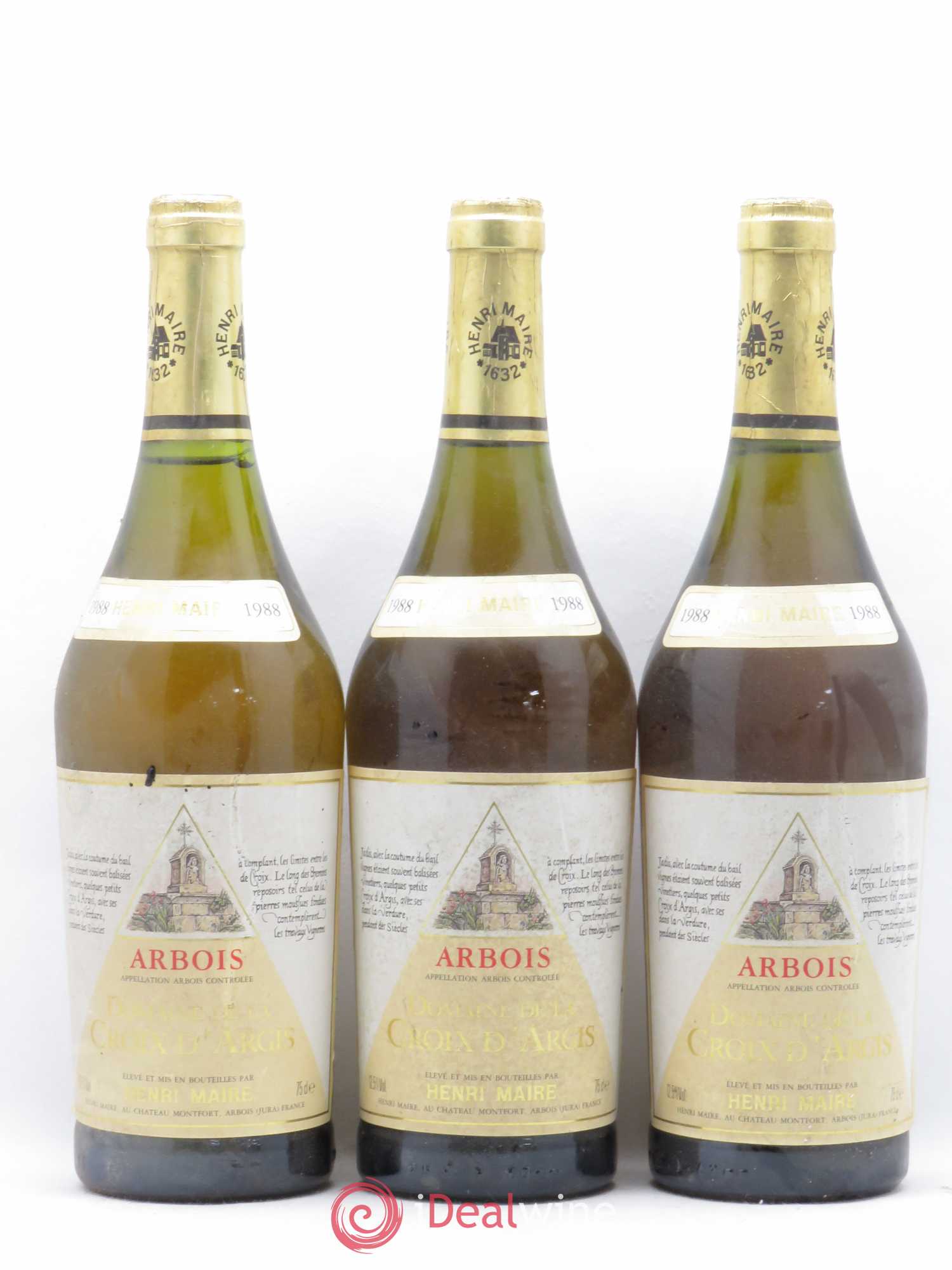 Arbois Domaine de La Croix d'Argis Henri Maire 1988 - Lot de 3 bouteilles - 0