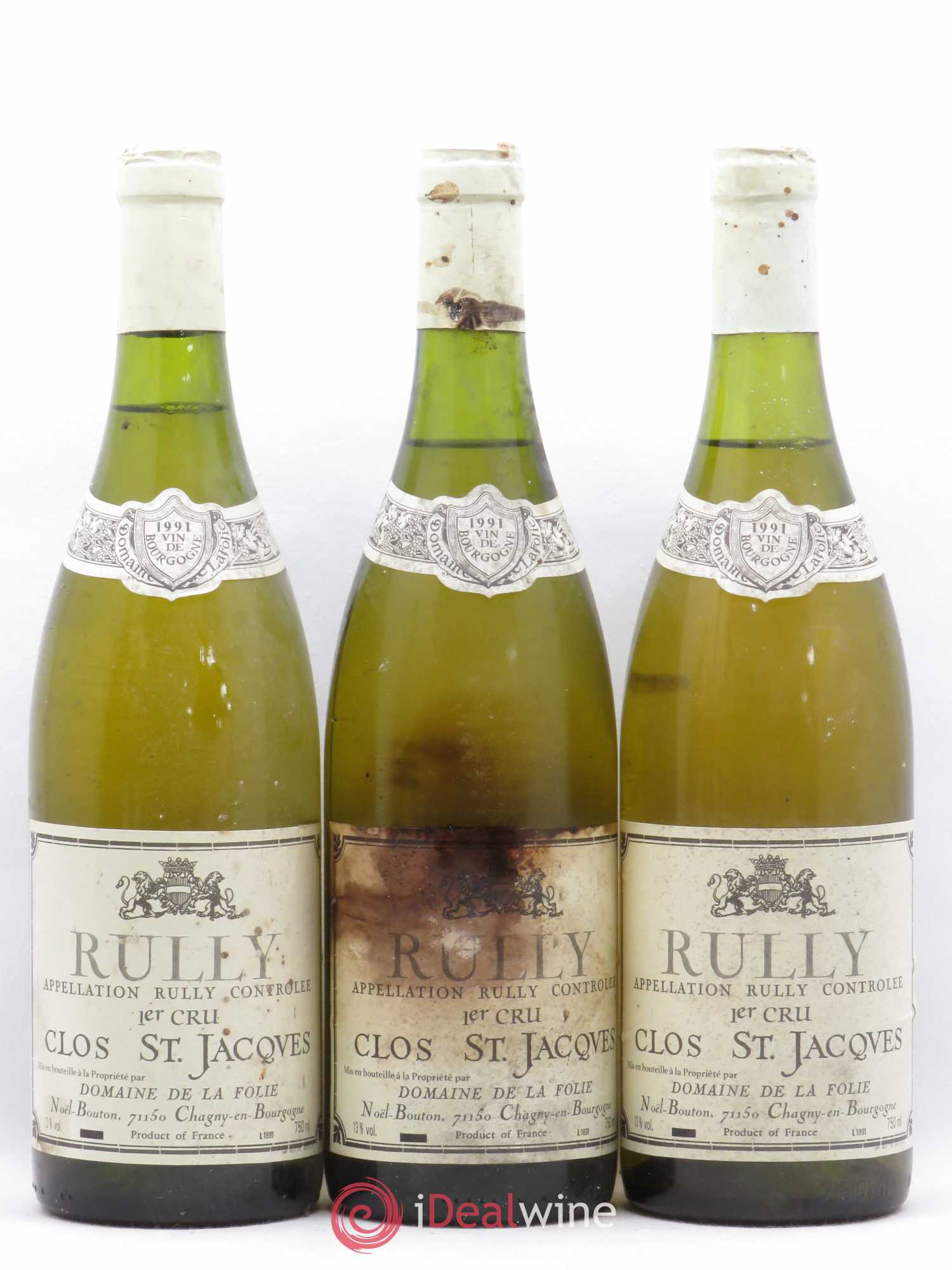 Rully 1er Cru Clos Saint Jacques Domaine de La Folie 1991 - Posten von 3 Flaschen - 0