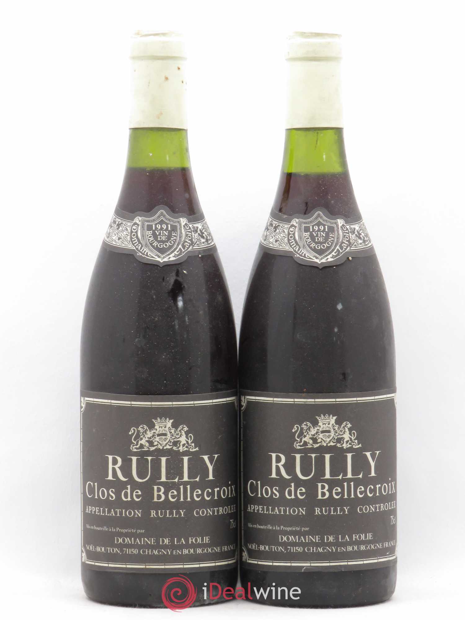 Rully Clos de Bellecroix Domaine de la Folie 1991 - Lot de 2 bouteilles - 0