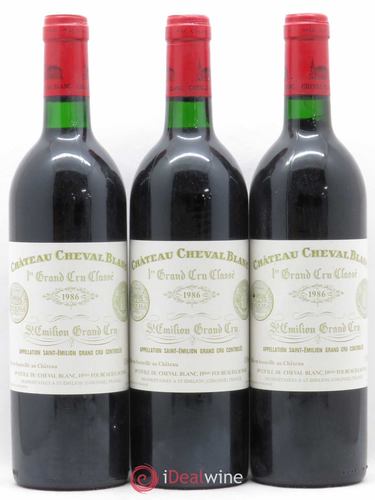 Château Cheval Blanc 1er Grand Cru Classé A 1986 - Lot de 3 bouteilles - 0