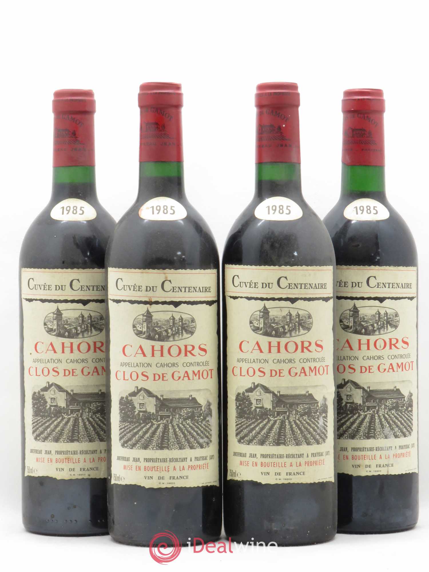 Cahors Clos de Gamot famille Jouffreau 1985 - Lot de 4 bouteilles - 0
