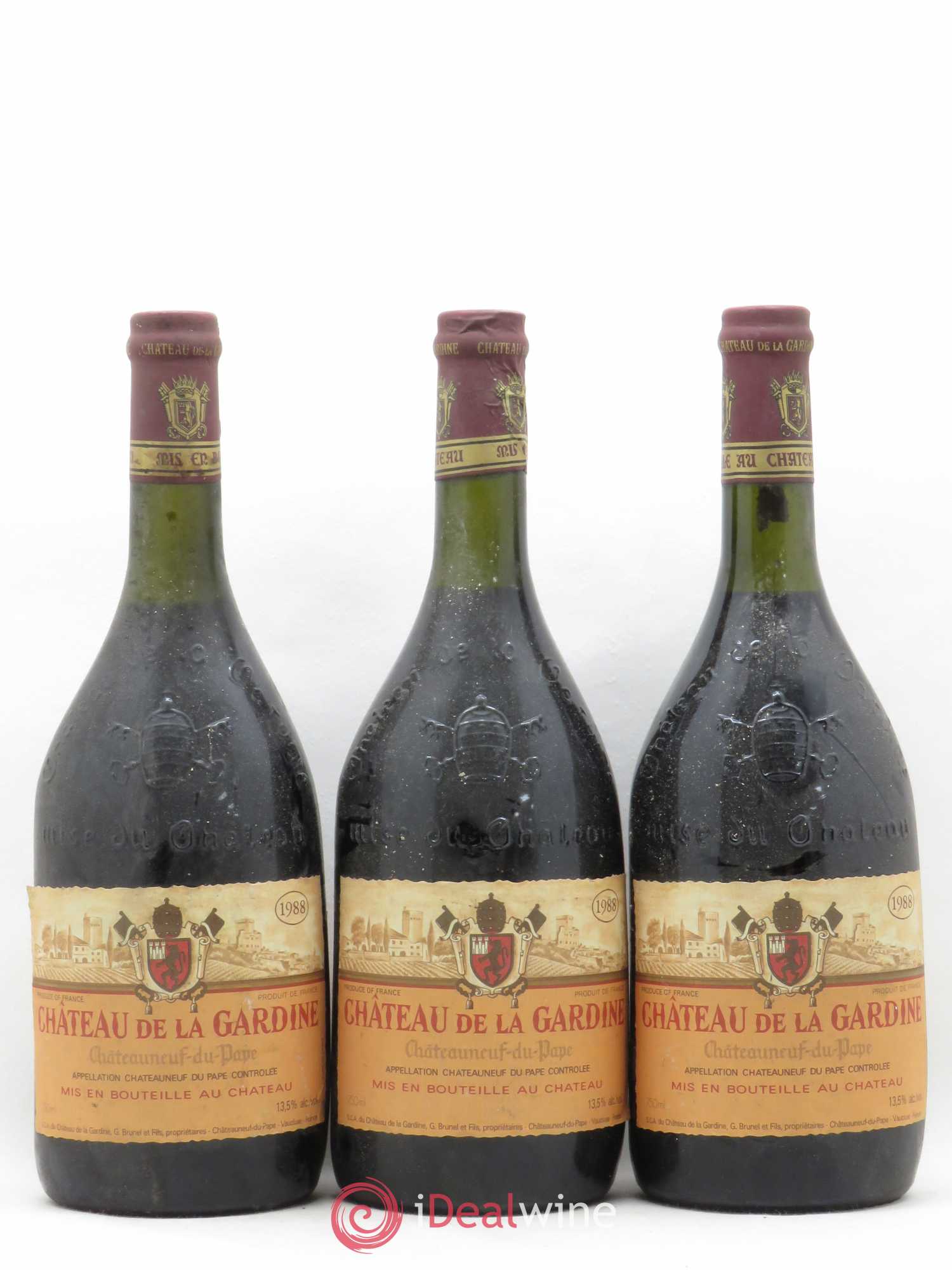 Châteauneuf-du-Pape Château de La Gardine Famille Brunel 1988 - Lot de 3 bouteilles - 0