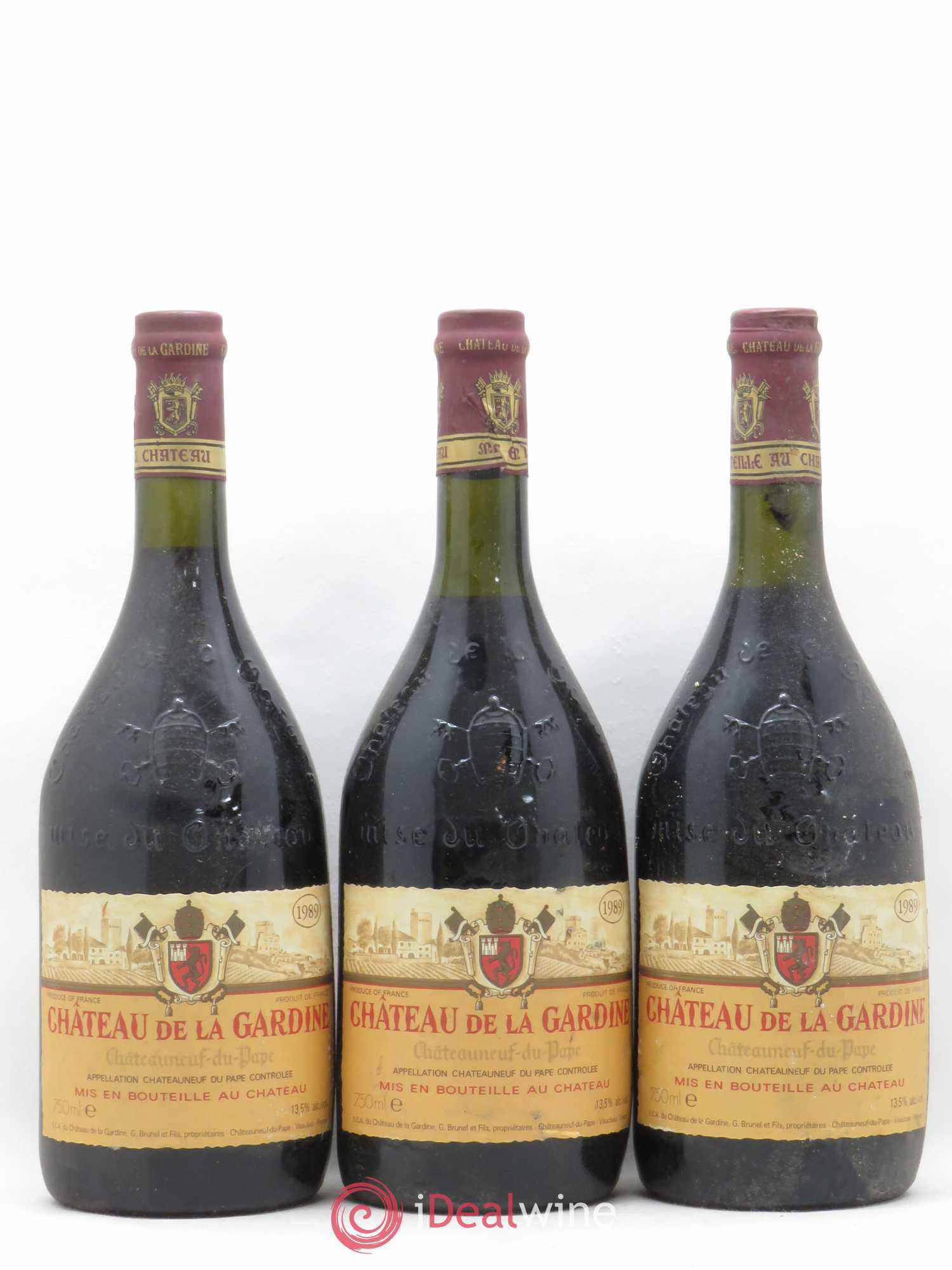 Châteauneuf-du-Pape Château de La Gardine Famille Brunel 1989 - Lot de 3 bouteilles - 0