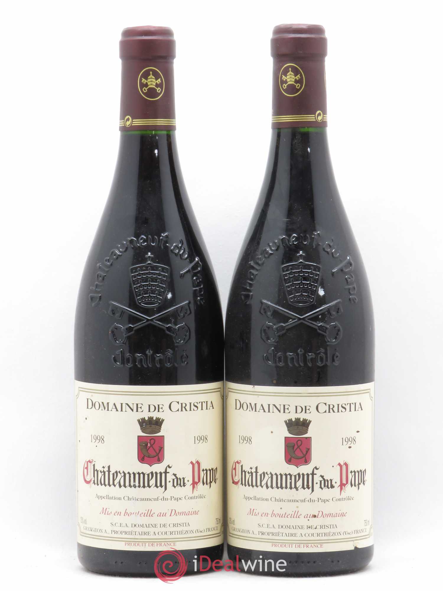 Châteauneuf-du-Pape Domaine de Cristia 1998 - Posten von 2 Flaschen - 0