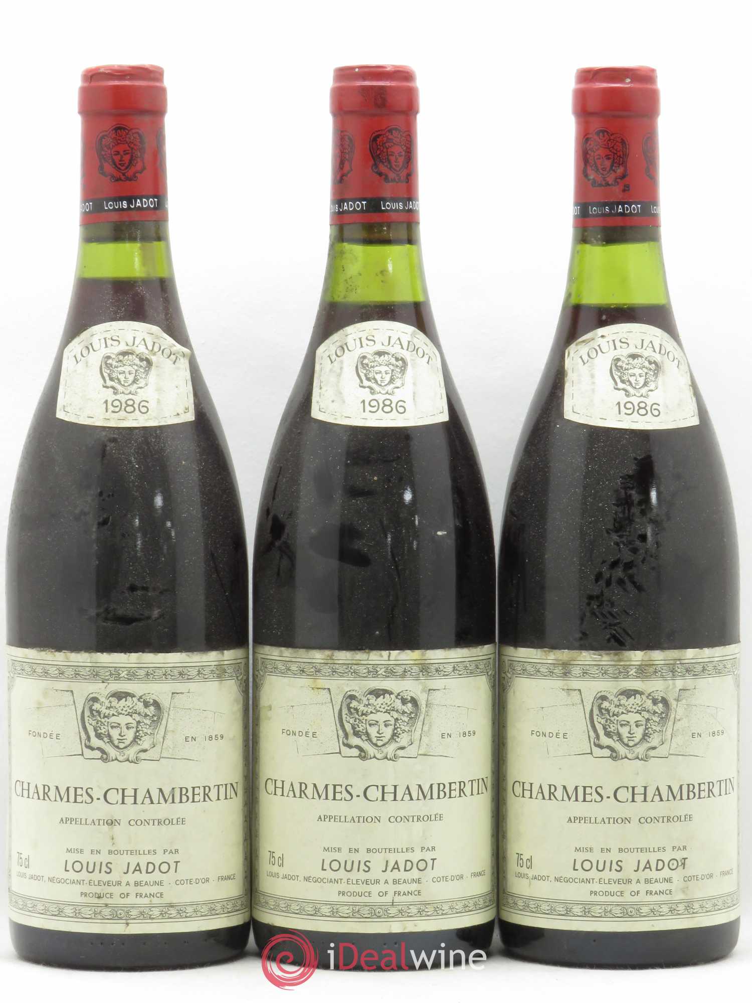 Charmes-Chambertin Grand Cru Maison Louis Jadot 1986 - Lot de 3 bouteilles - 0